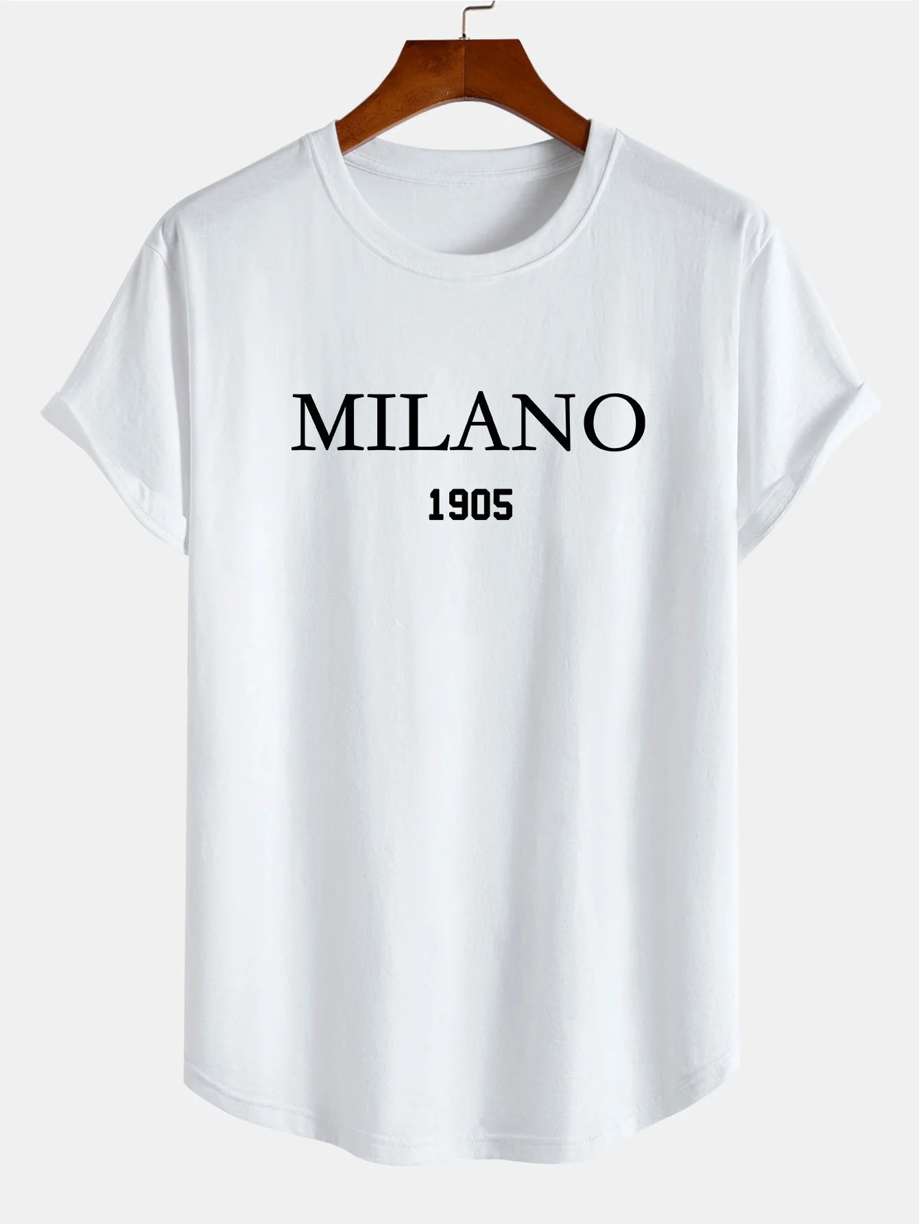 Milano Slogan Druck Baumwolle Bogen Saum T-Shirt - Image 3