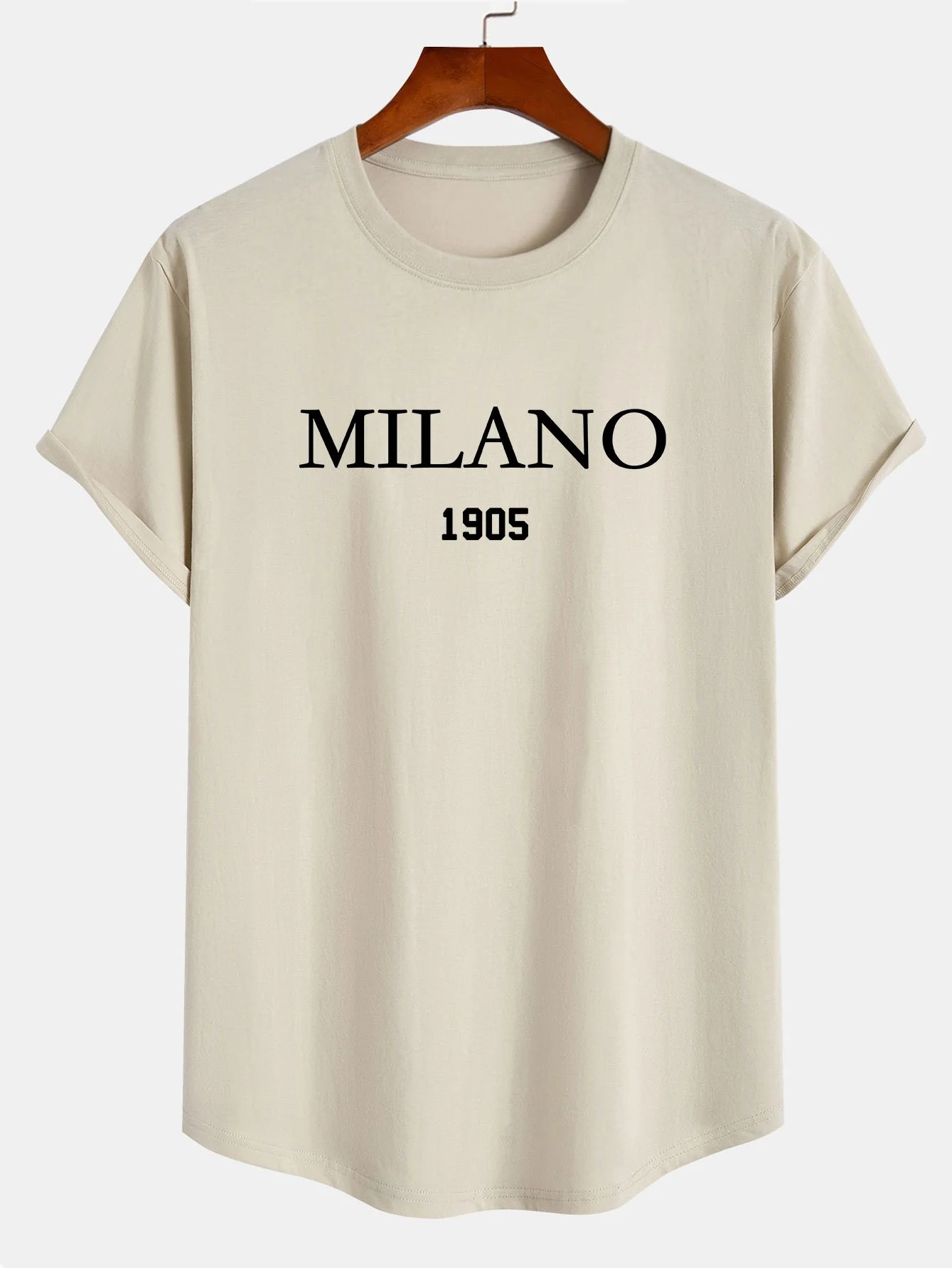 Milano Slogan Druck Baumwolle Bogen Saum T-Shirt - Image 4