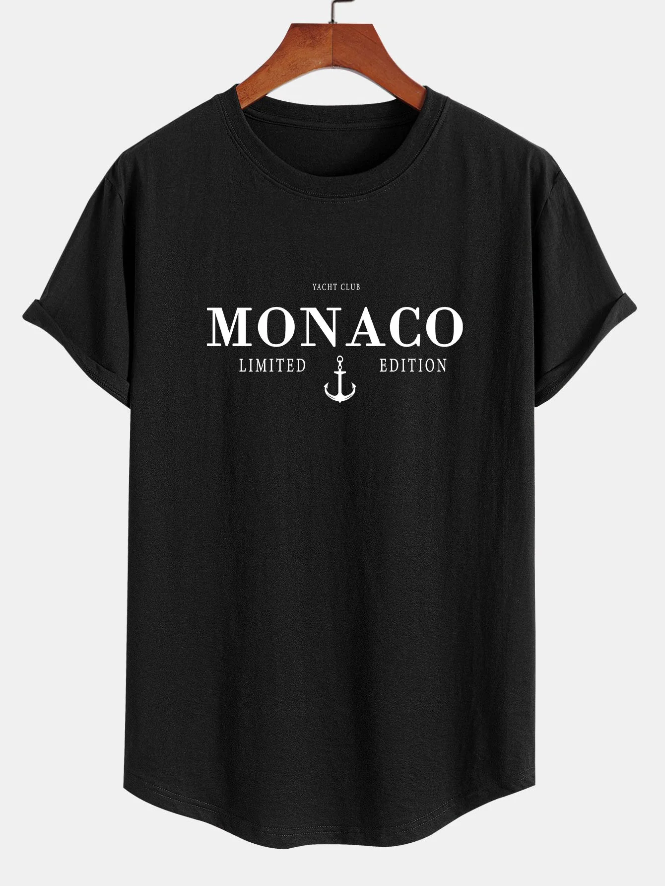 Monaco Slogan Druck Baumwolle Bogen Saum T-Shirt - Image 3