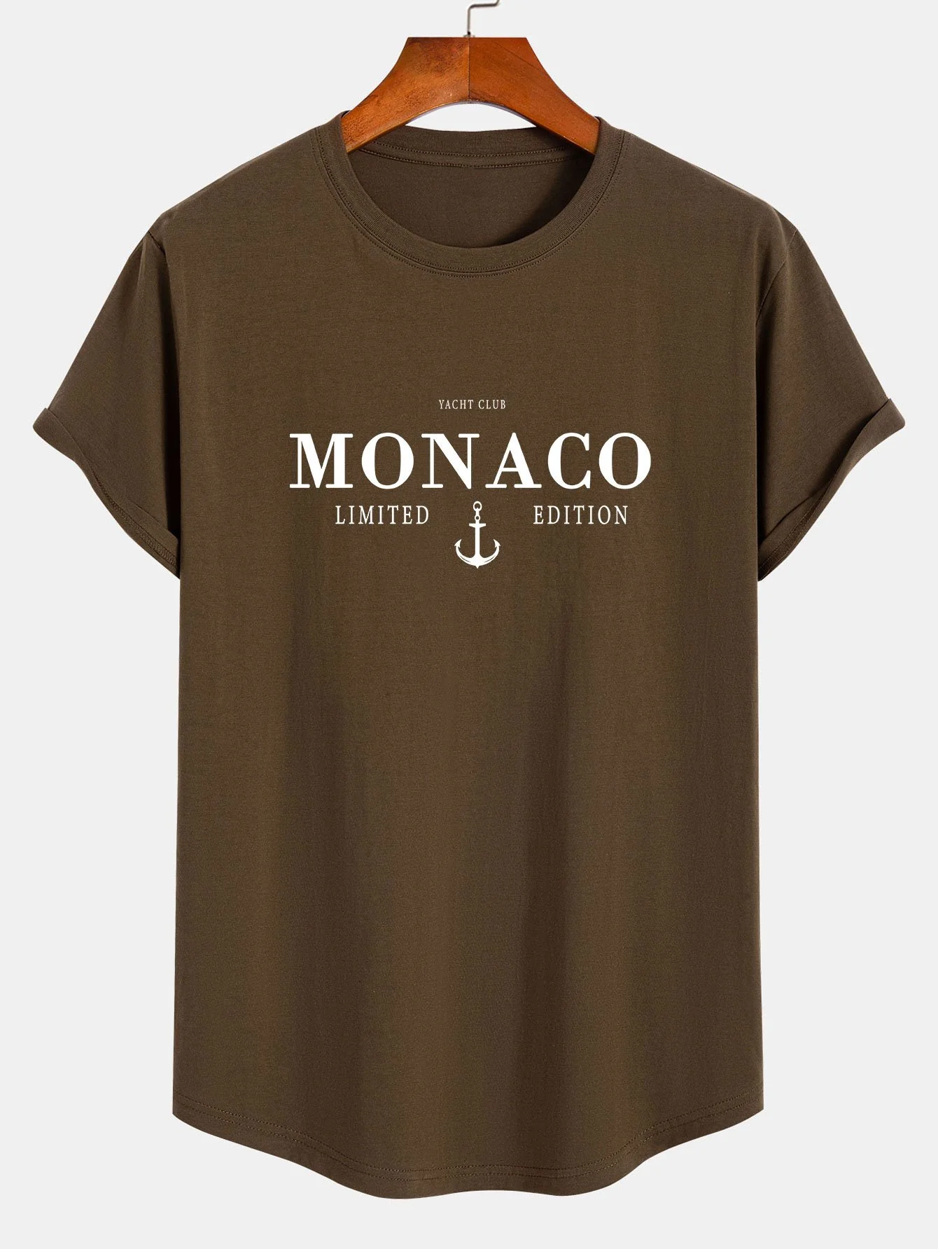 Monaco Slogan Druck Baumwolle Bogen Saum T-Shirt - Image 4