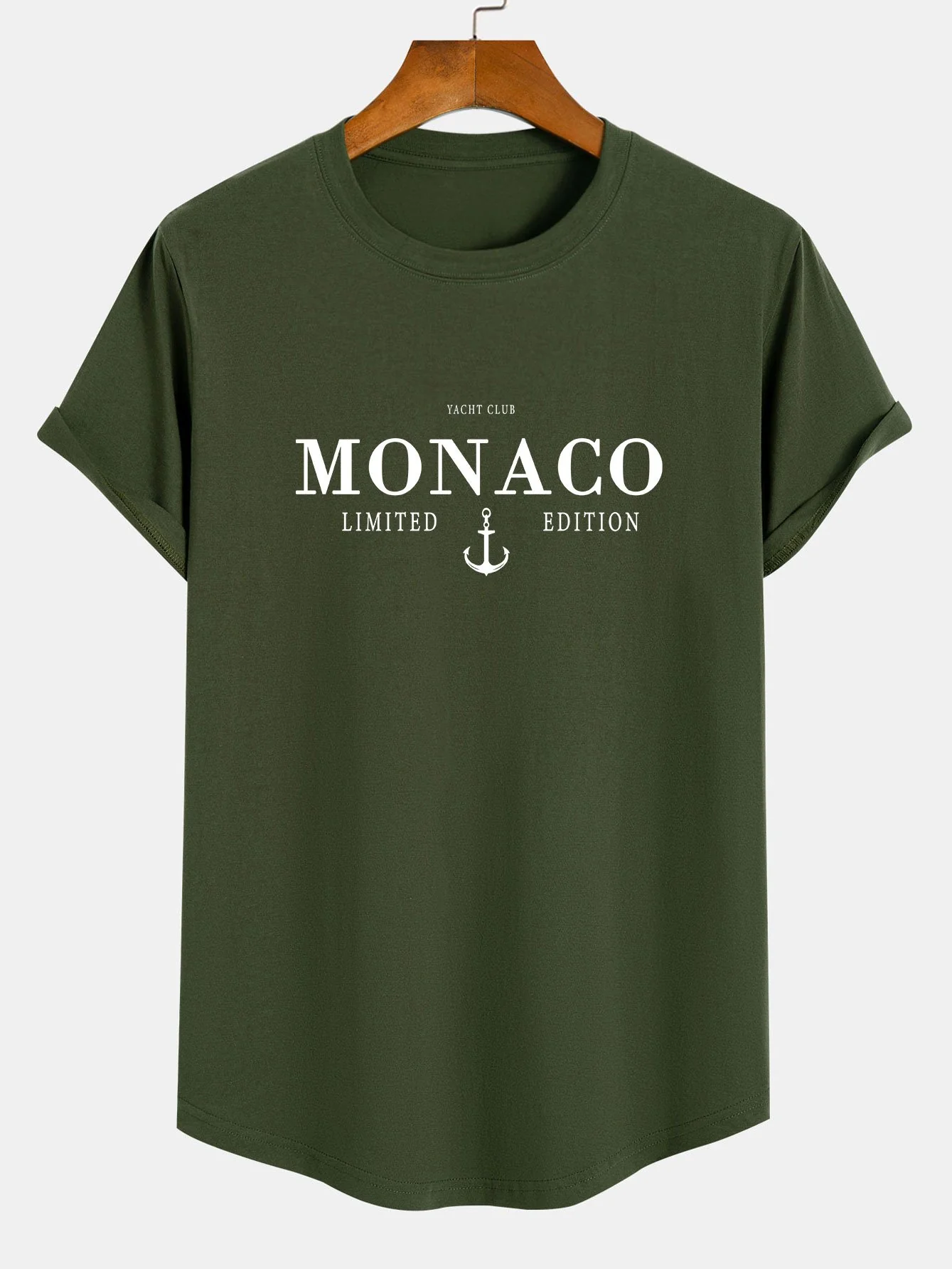 Monaco Slogan Druck Baumwolle Bogen Saum T-Shirt - Image 5