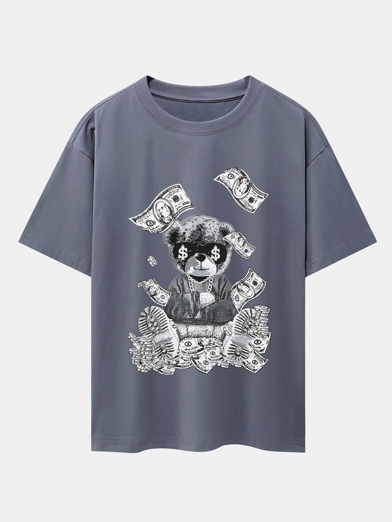 Money Bear Print Drop Shoulder Oversize T-Shirt - Image 2