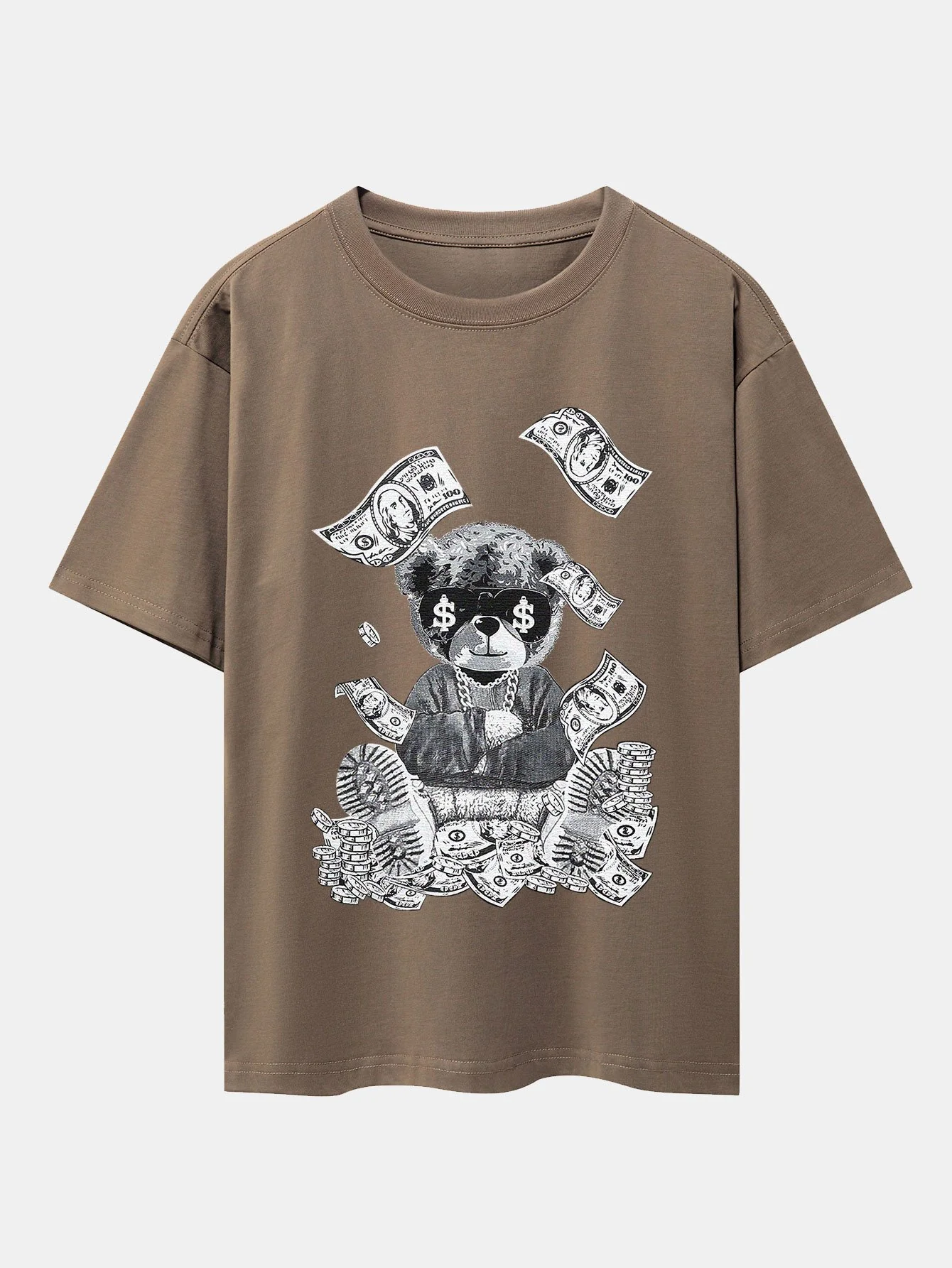 Money Bear Print Drop Shoulder Oversize T-Shirt - Image 3