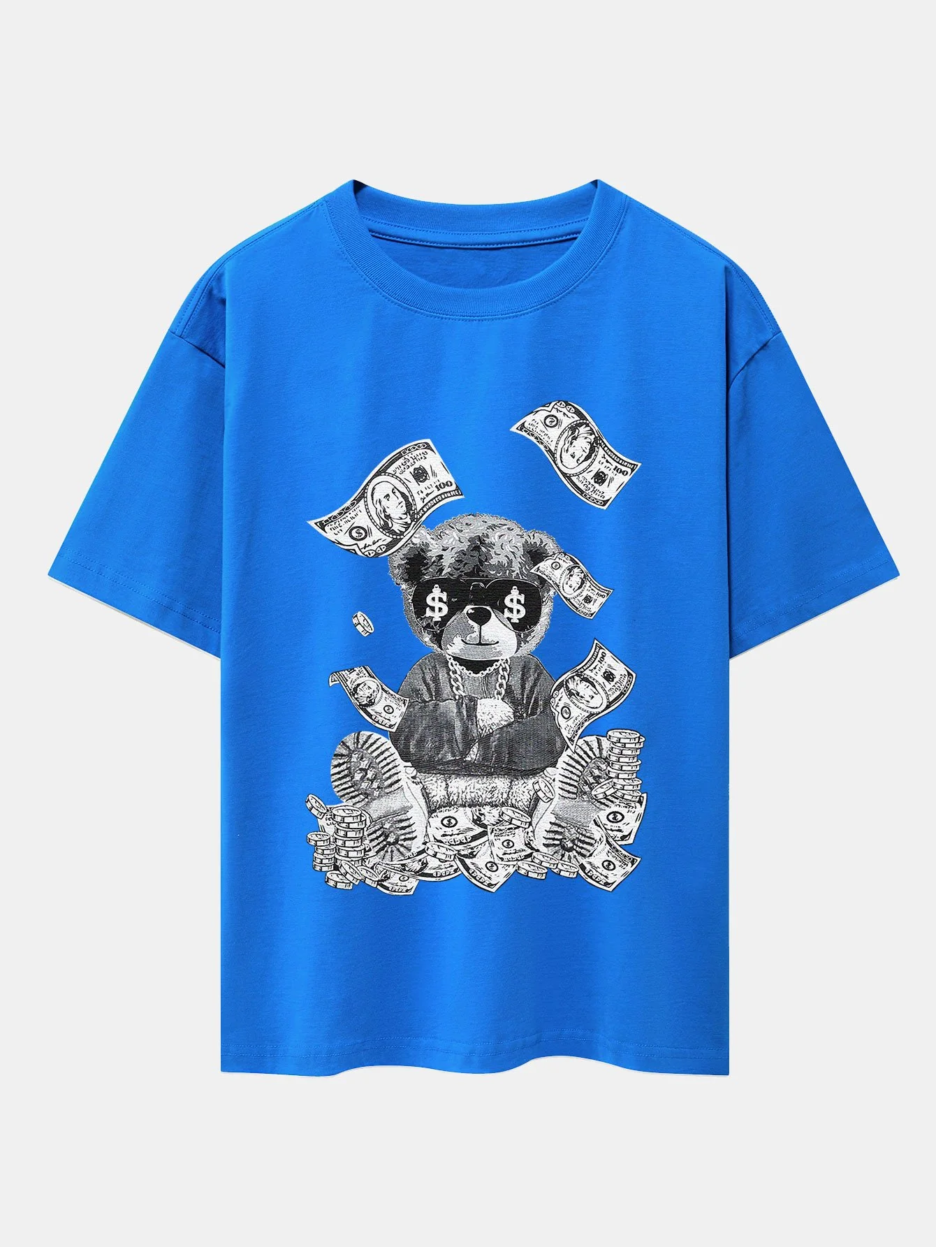 Money Bear Print Drop Shoulder Oversize T-Shirt - Image 4