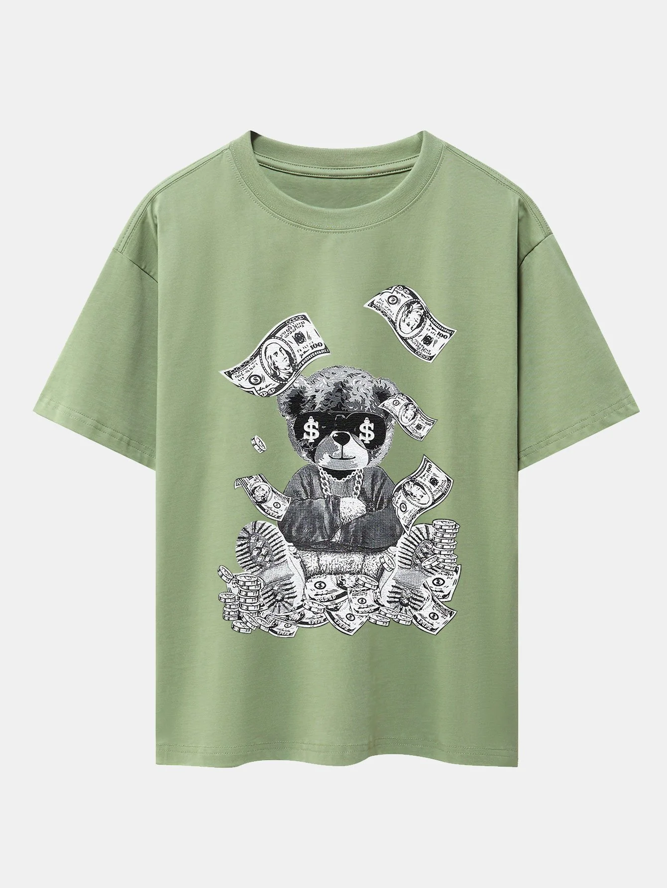 Money Bear Print Drop Shoulder Oversize T-Shirt - Image 5