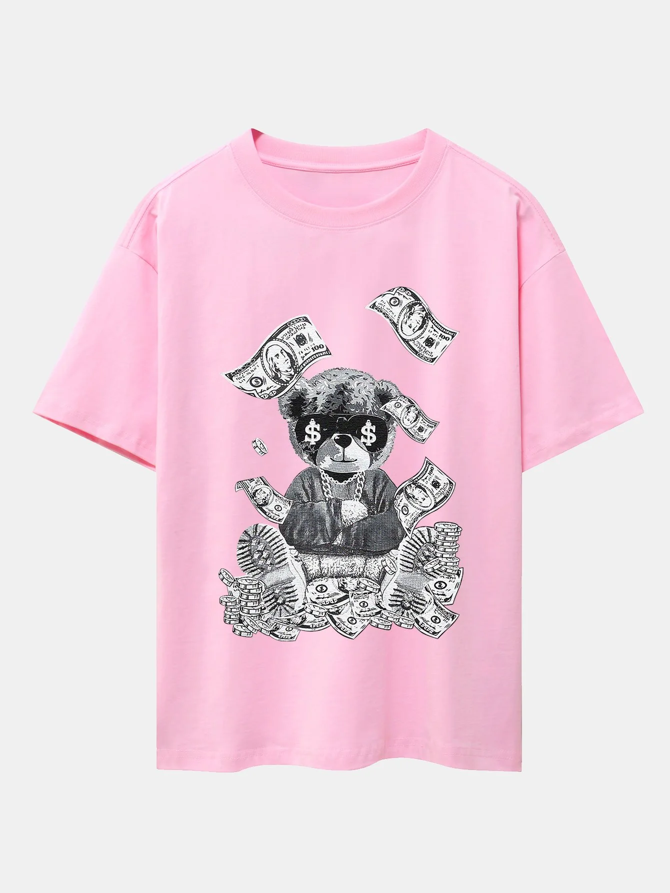 Money Bear Print Drop Shoulder Oversize T-Shirt - Image 6