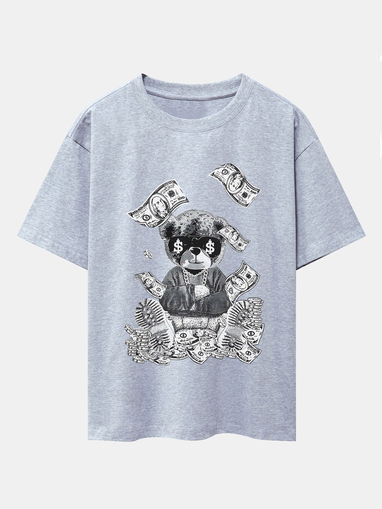 Money Bear Print Drop Shoulder Oversize T-Shirt - Image 8