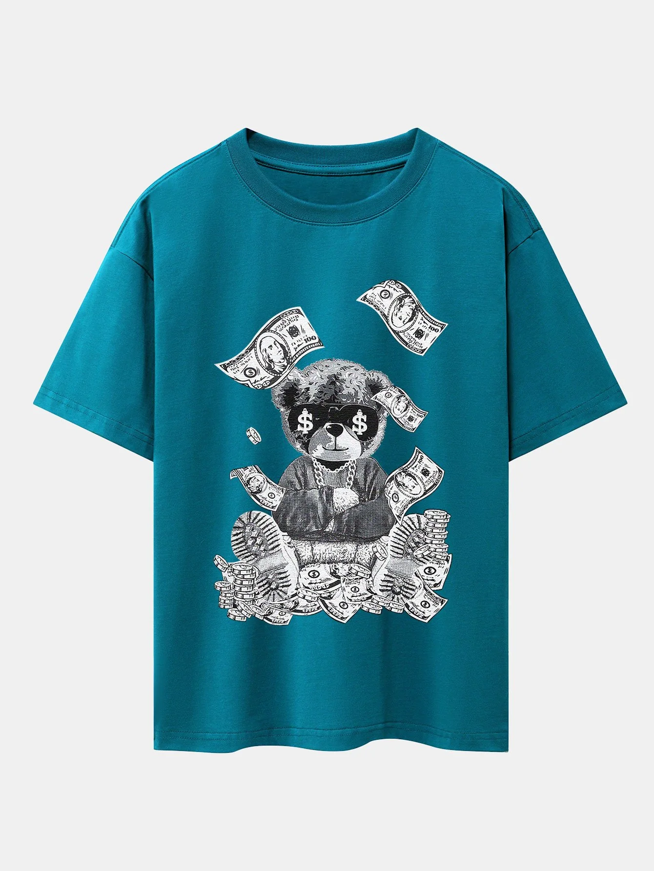 Money Bear Print Drop Shoulder Oversize T-Shirt - Image 9