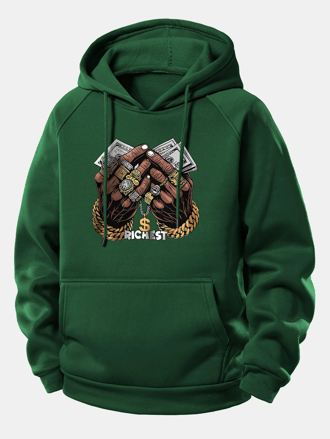 Money Hand Print Drawstring Hoodie - Image 10