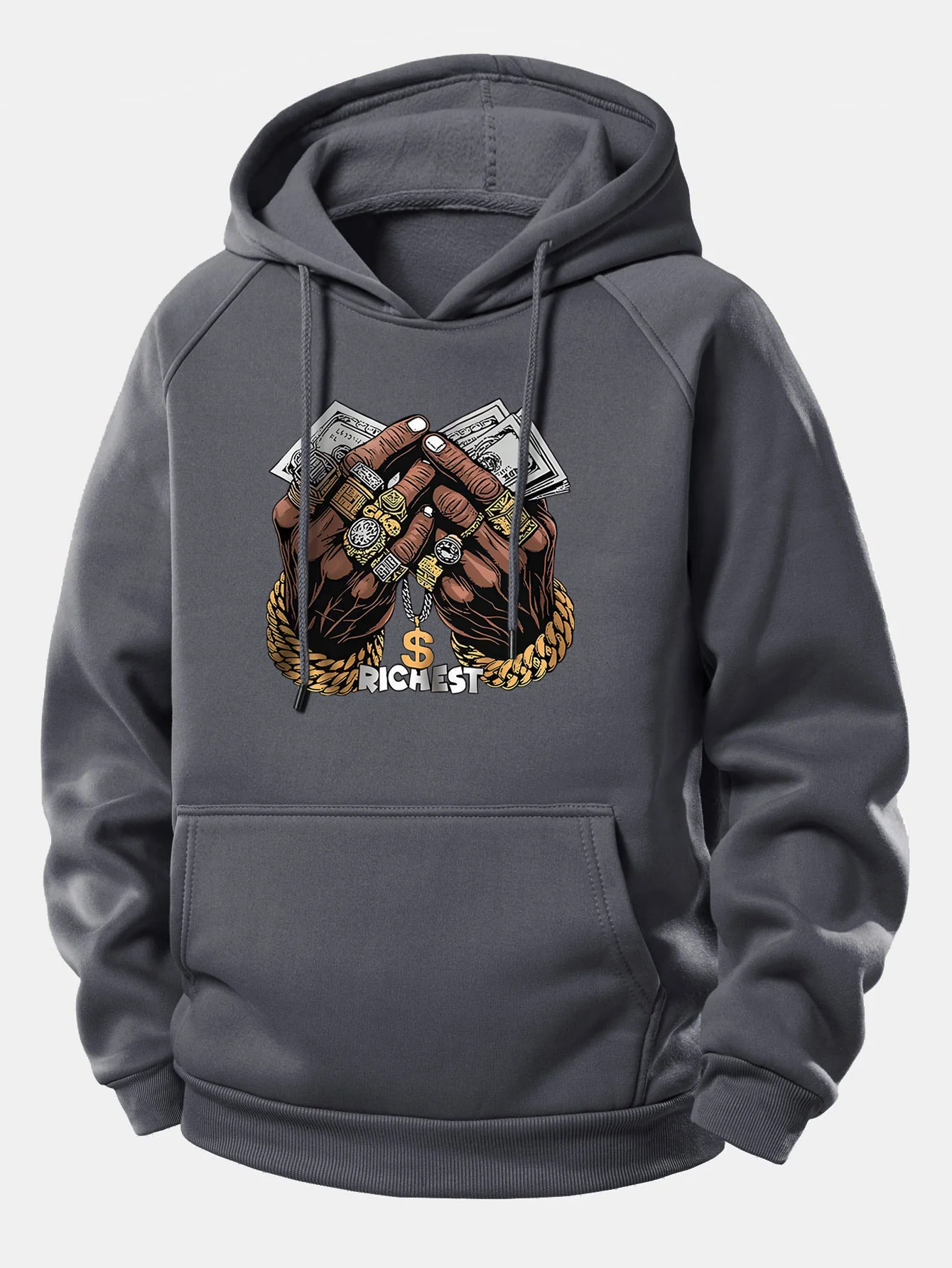 Money Hand Print Drawstring Hoodie - Image 11