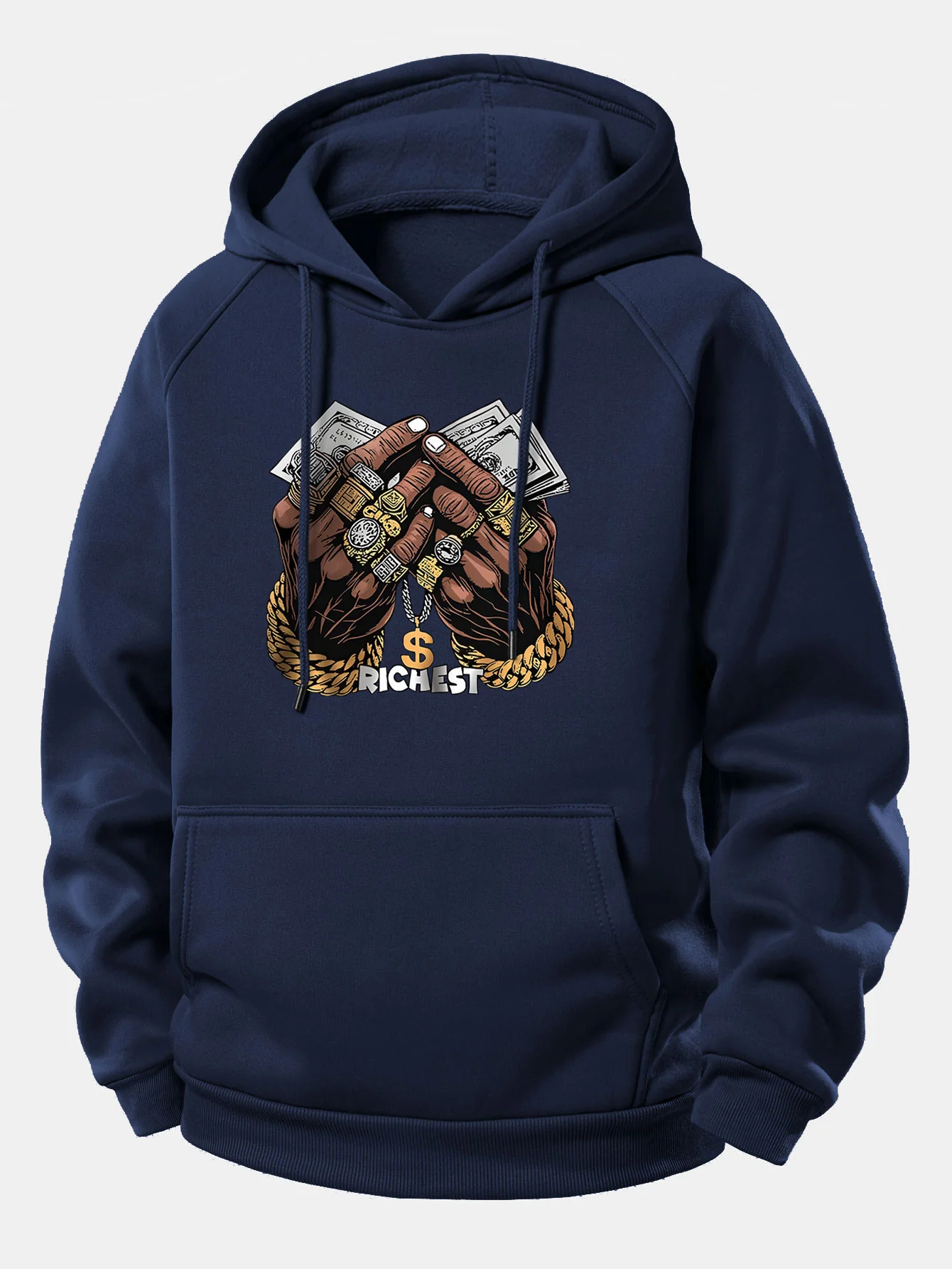 Money Hand Print Drawstring Hoodie - Image 12