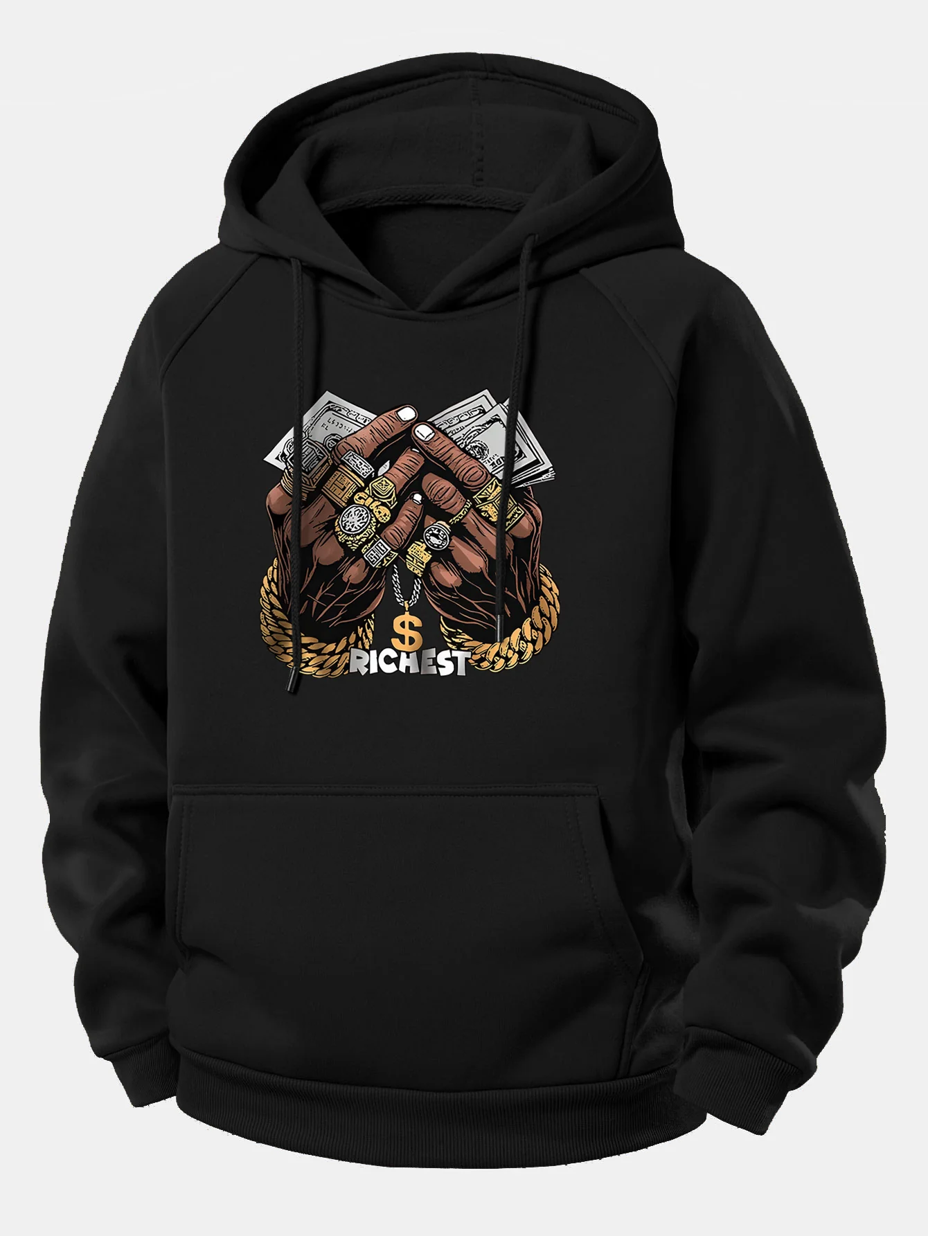 Money Hand Print Drawstring Hoodie - Image 2