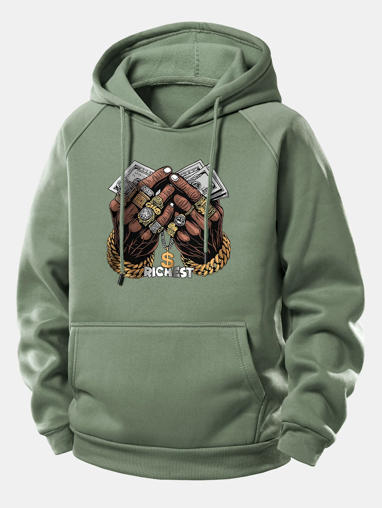 Money Hand Print Drawstring Hoodie - Image 7
