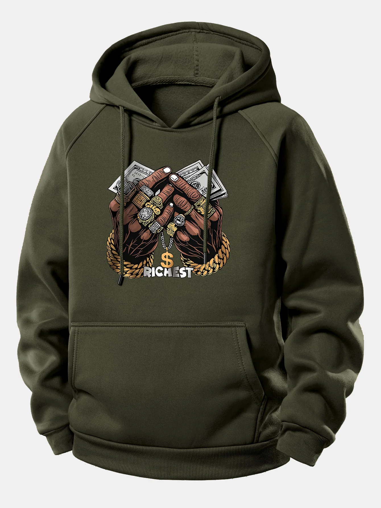 Money Hand Print Drawstring Hoodie - Image 8
