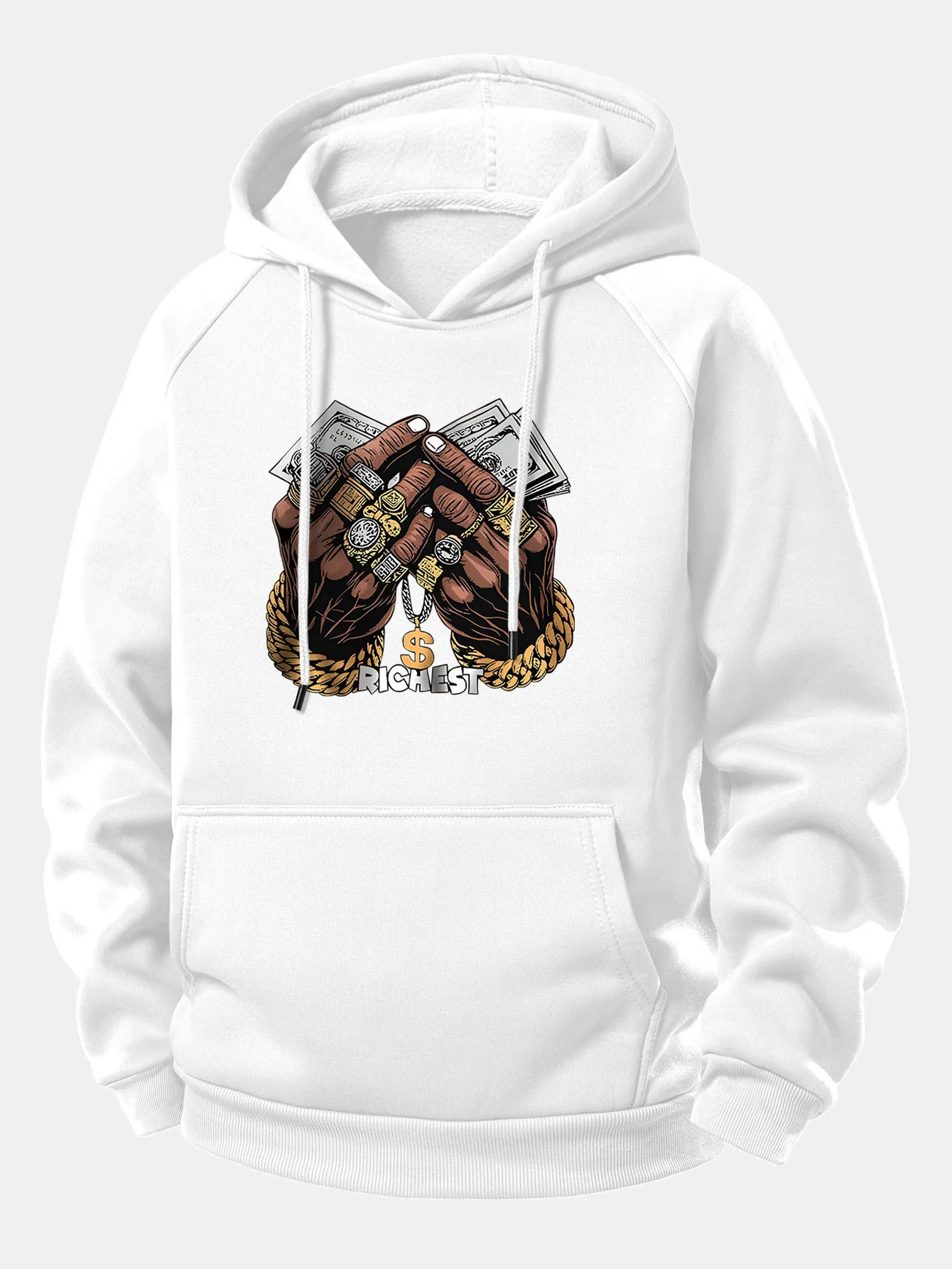 Money Hand Print Drawstring Hoodie - Image 9