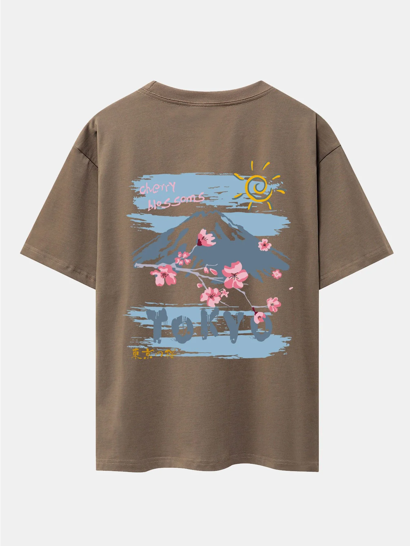 Oversize T-Shirt mit Rückendruck von Berg-Kirschblüten - Image 13