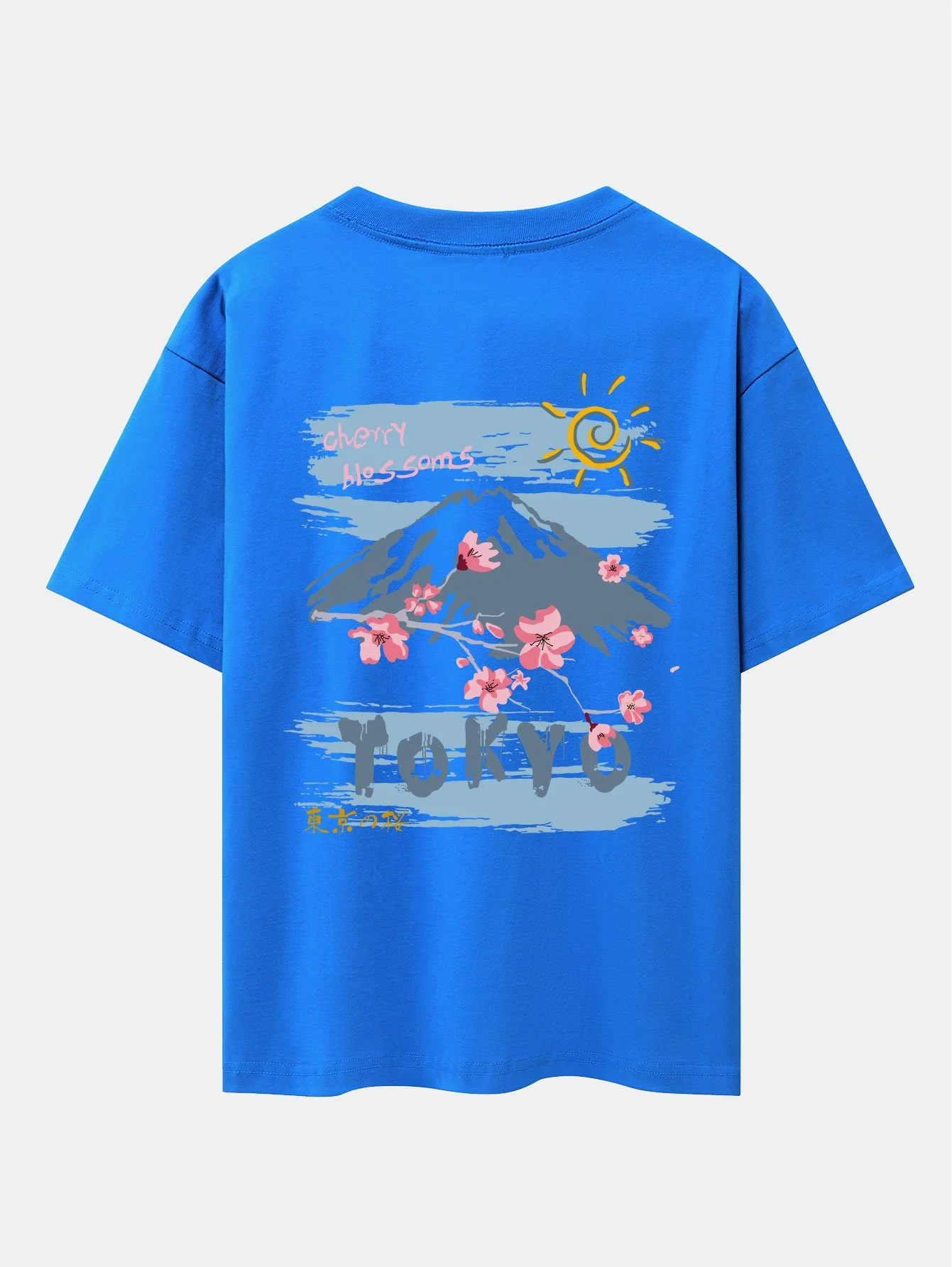 Oversize T-Shirt mit Rückendruck von Berg-Kirschblüten - Image 19