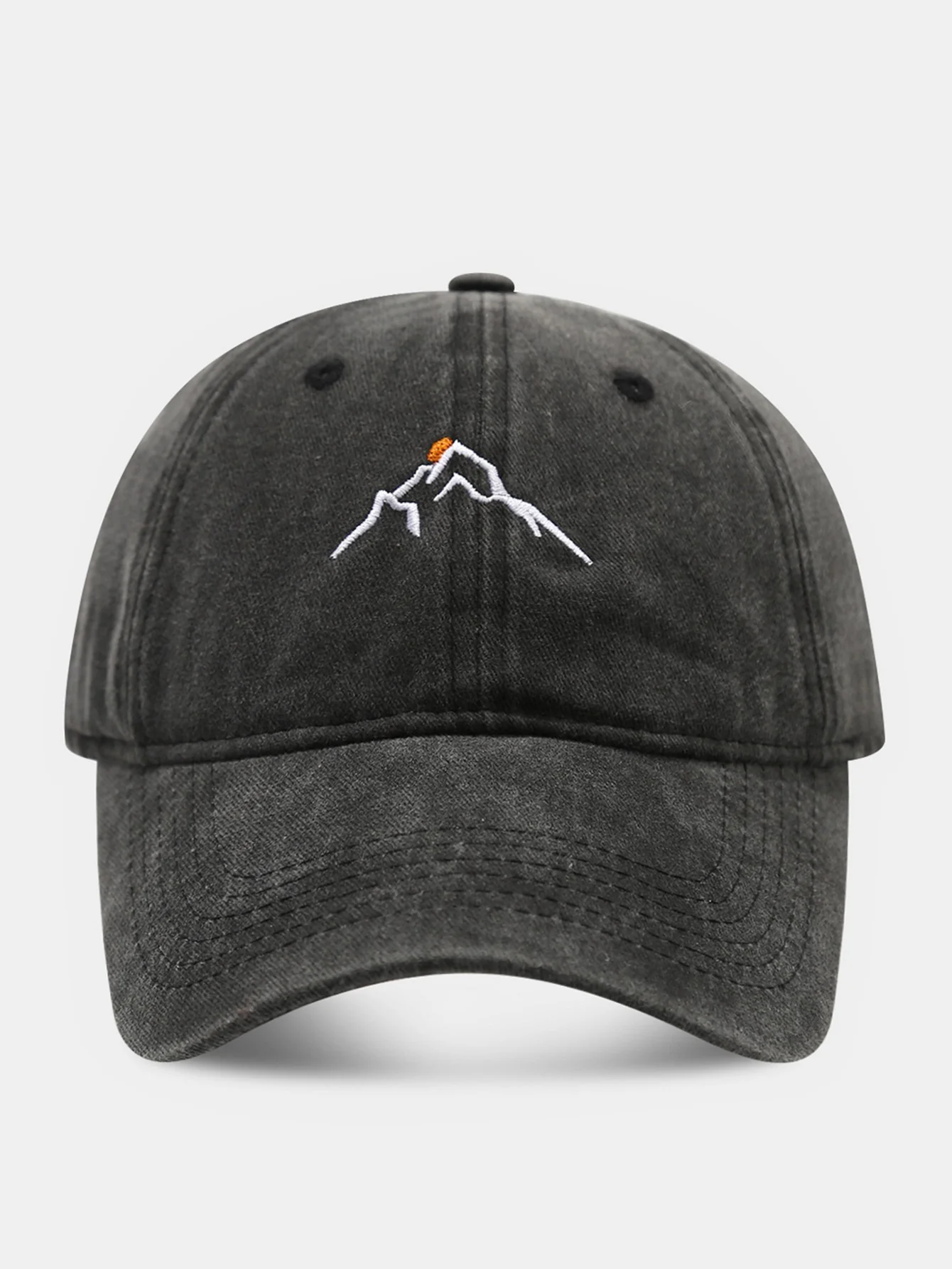 Bestickte gewaschene abgenutzte Baseballkappe mit Bergmotiv - Image 3