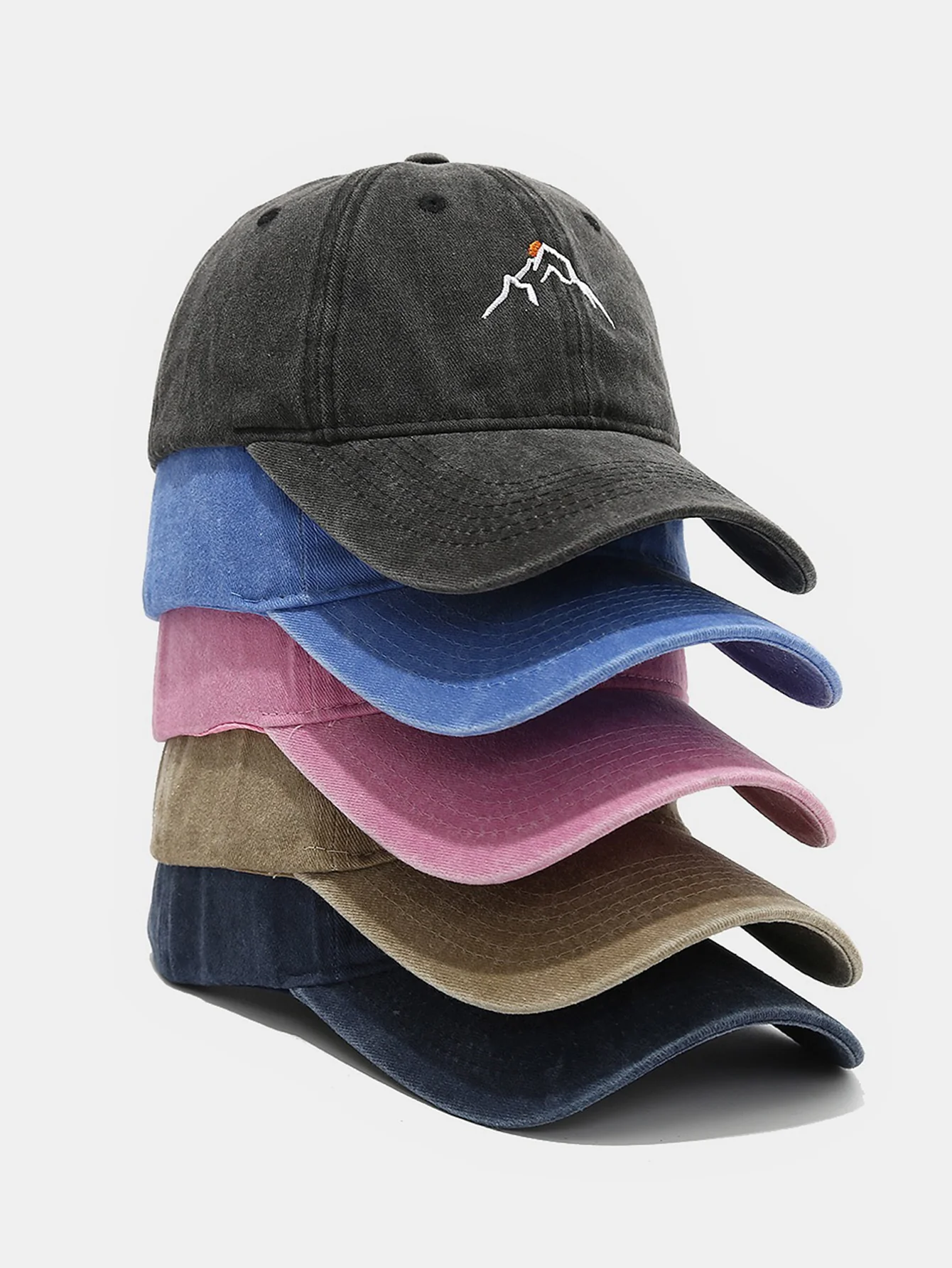 Bestickte gewaschene abgenutzte Baseballkappe mit Bergmotiv - Image 9