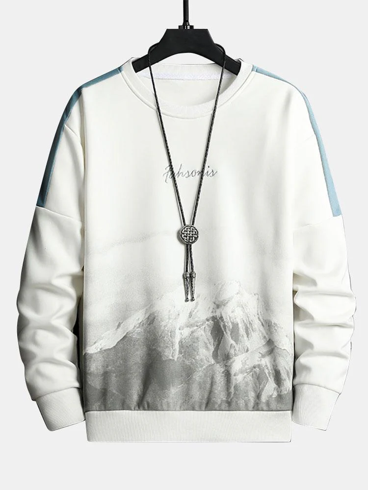 Berggrafik-Print Rundhals Sweatshirt - Image 3