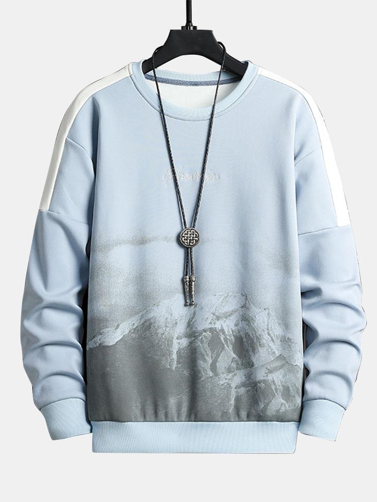 Berggrafik-Print Rundhals Sweatshirt - Image 4