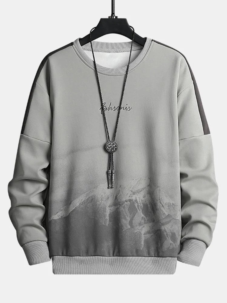 Berggrafik-Print Rundhals Sweatshirt - Image 5