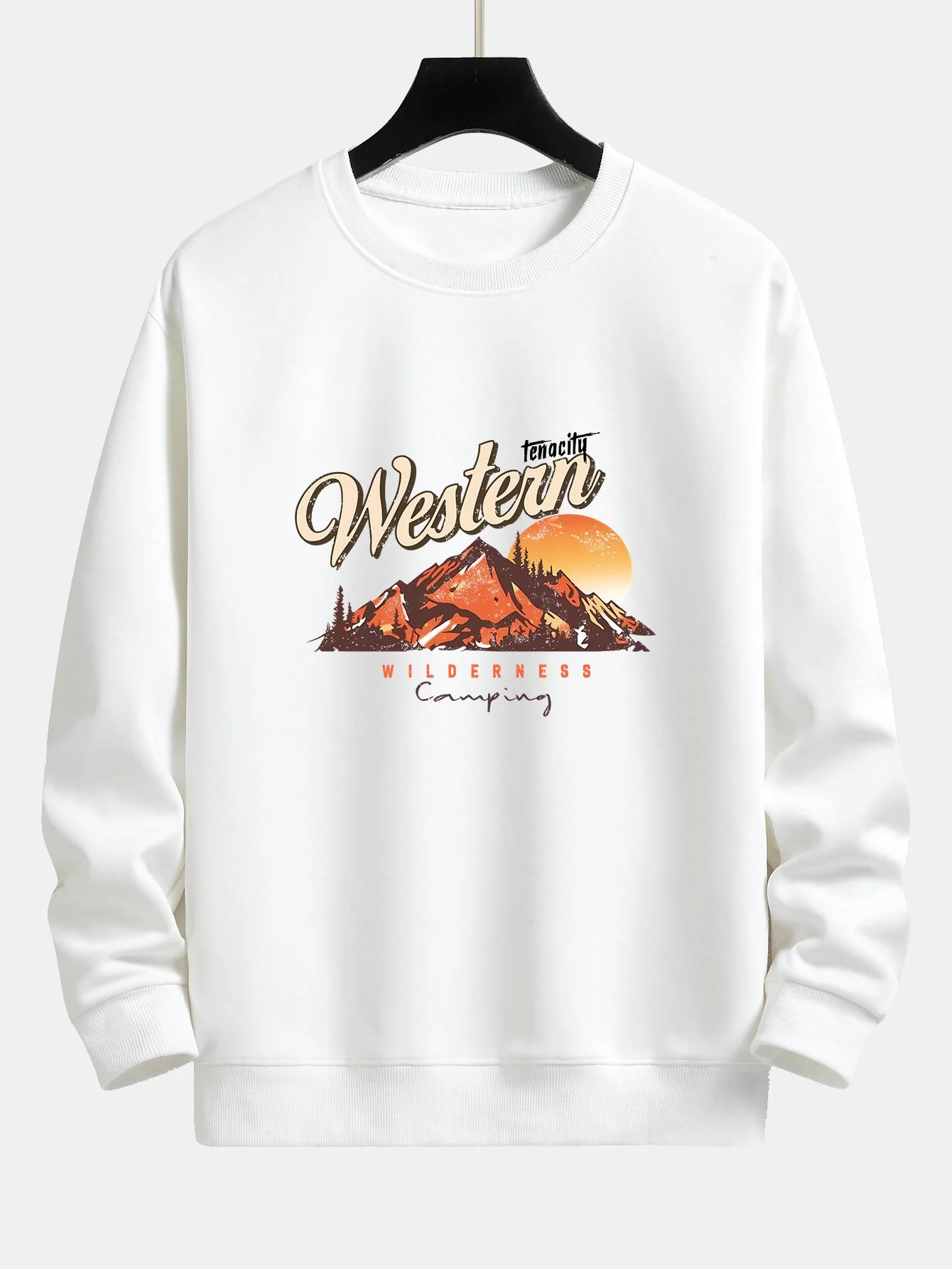 Berglandschaft Illustration Druck Relaxed Fit Sweatshirt