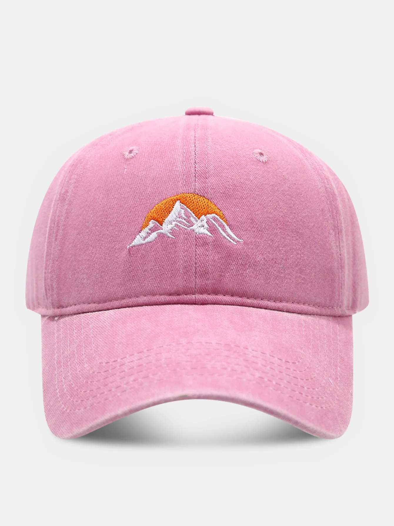 Baseballkappe mit besticktem Bergsonnenuntergang, gewaschen und im Used-Look - Image 4