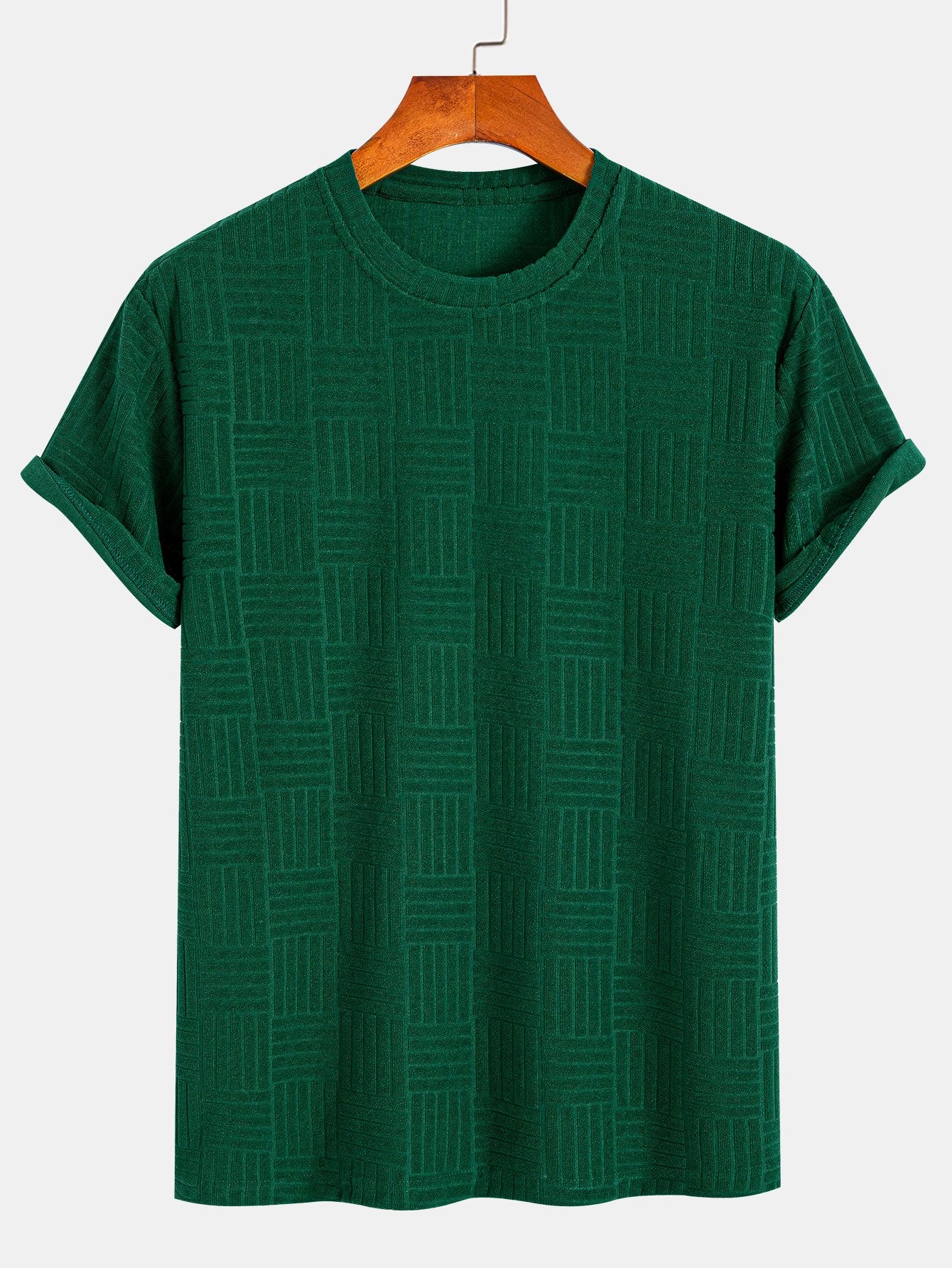 Muscle Fit gestreiftes Jacquard-Handtuch T-Shirt - Image 3