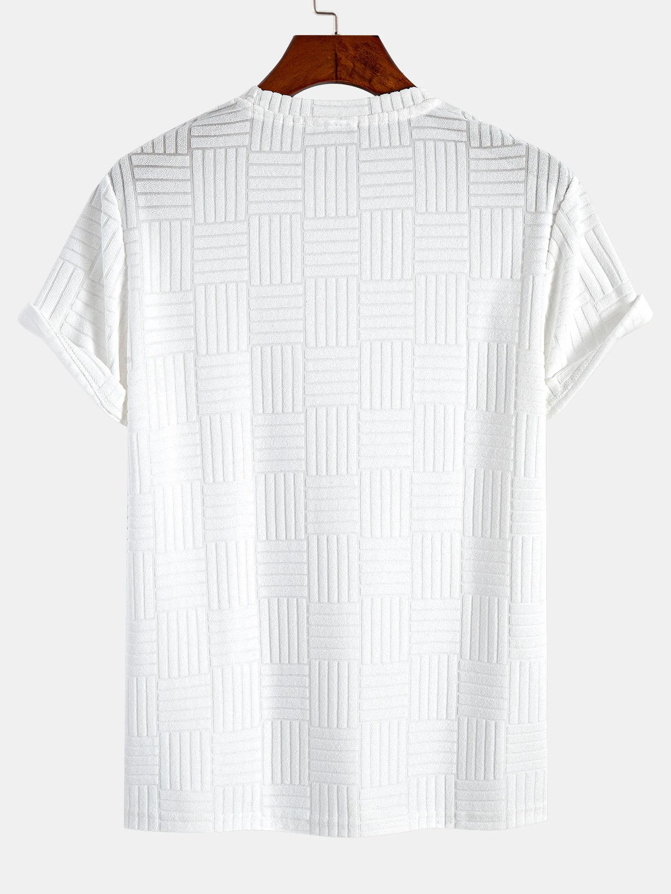 Muscle Fit gestreiftes Jacquard-Handtuch T-Shirt - Image 4