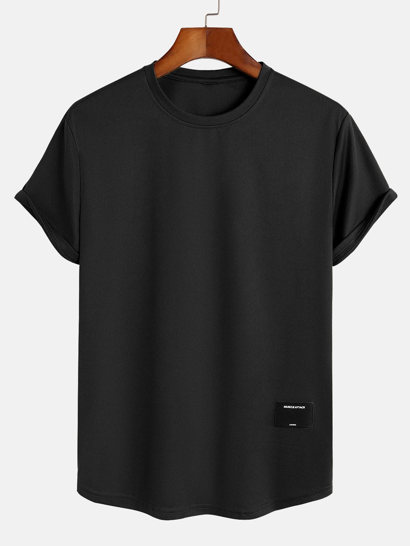 Muscle Fit Arc Hem Mesh T-Shirt - Image 3