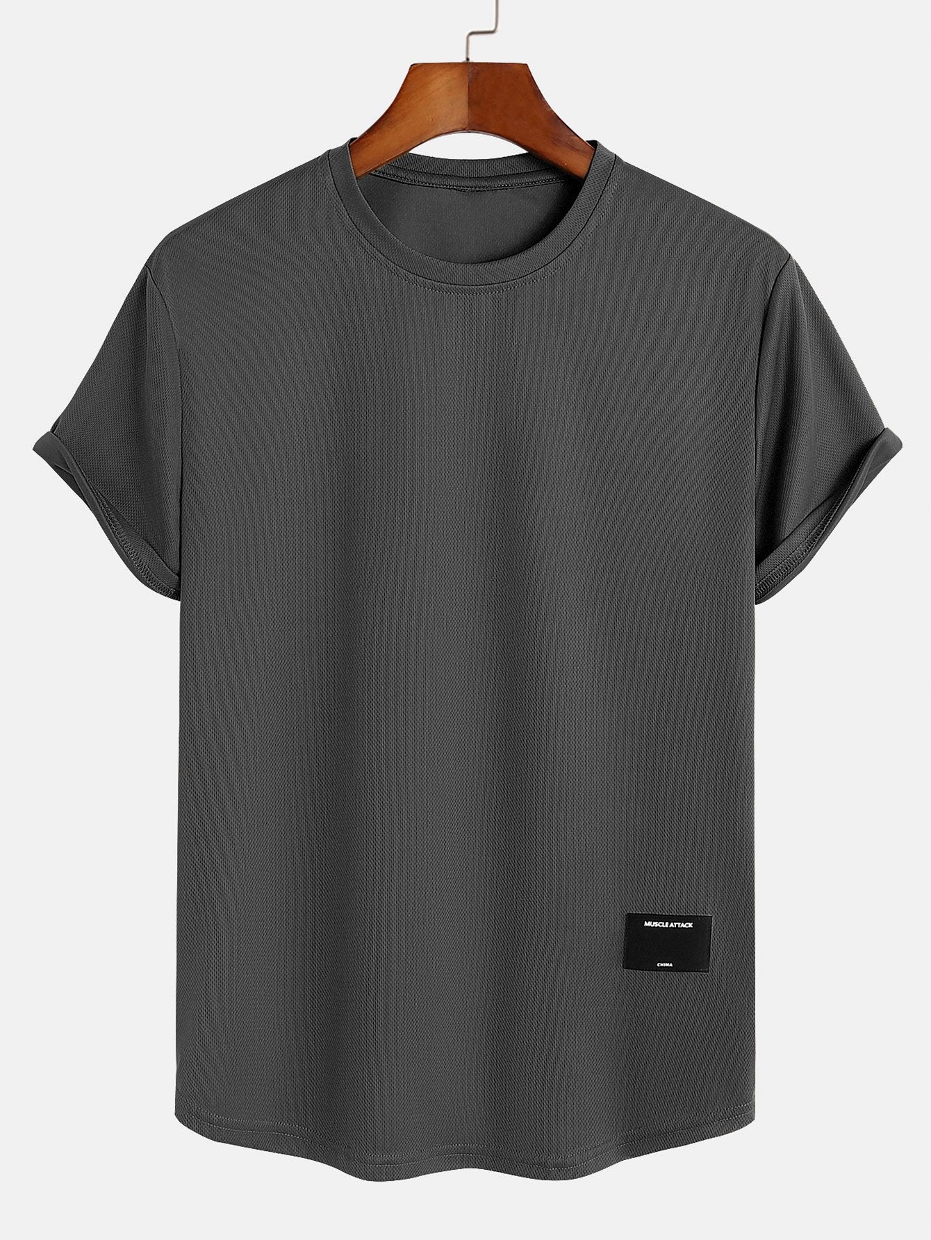 Muscle Fit Arc Hem Mesh T-Shirt - Image 4