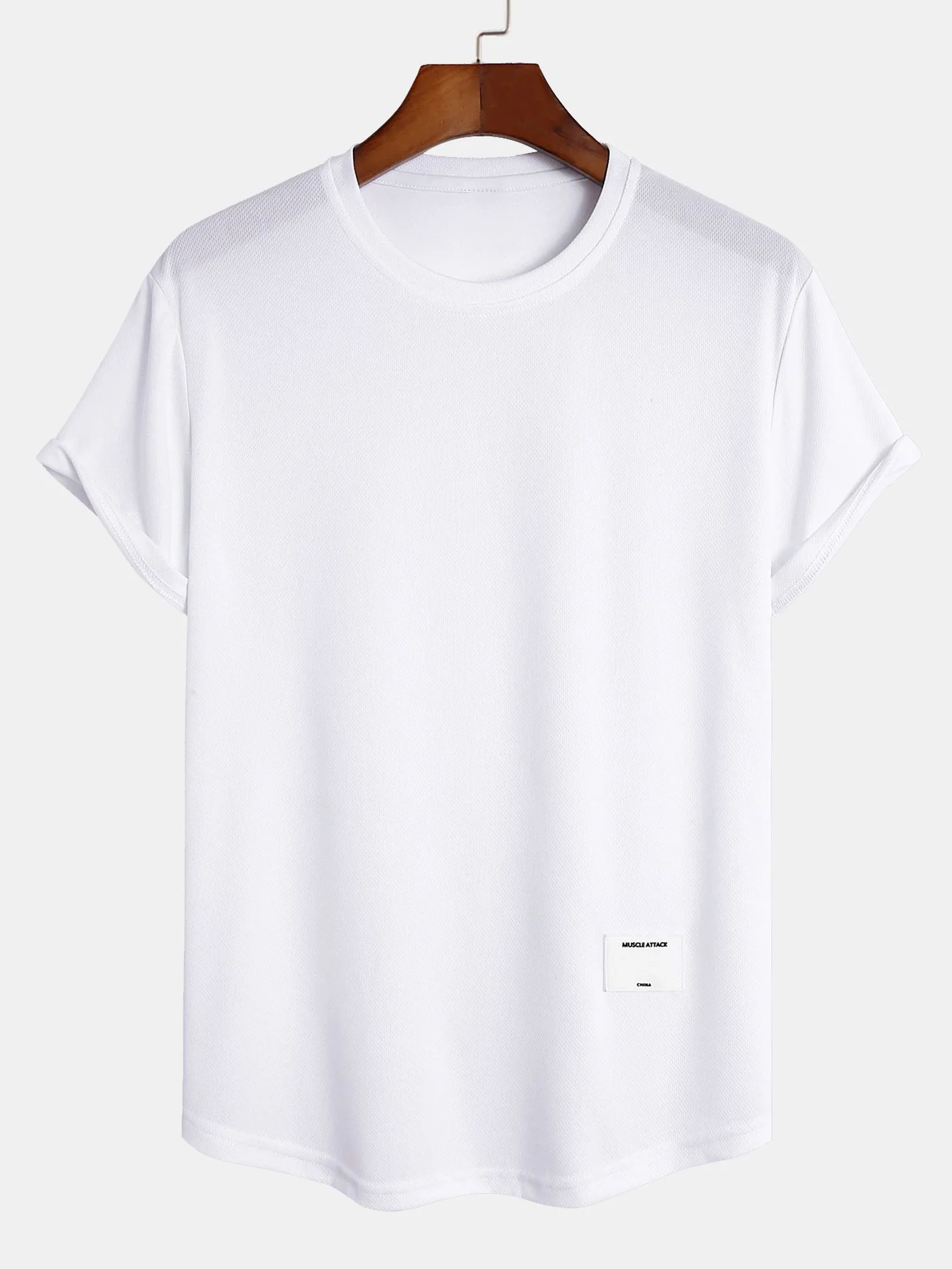 Muscle Fit Arc Hem Mesh T-Shirt - Image 5