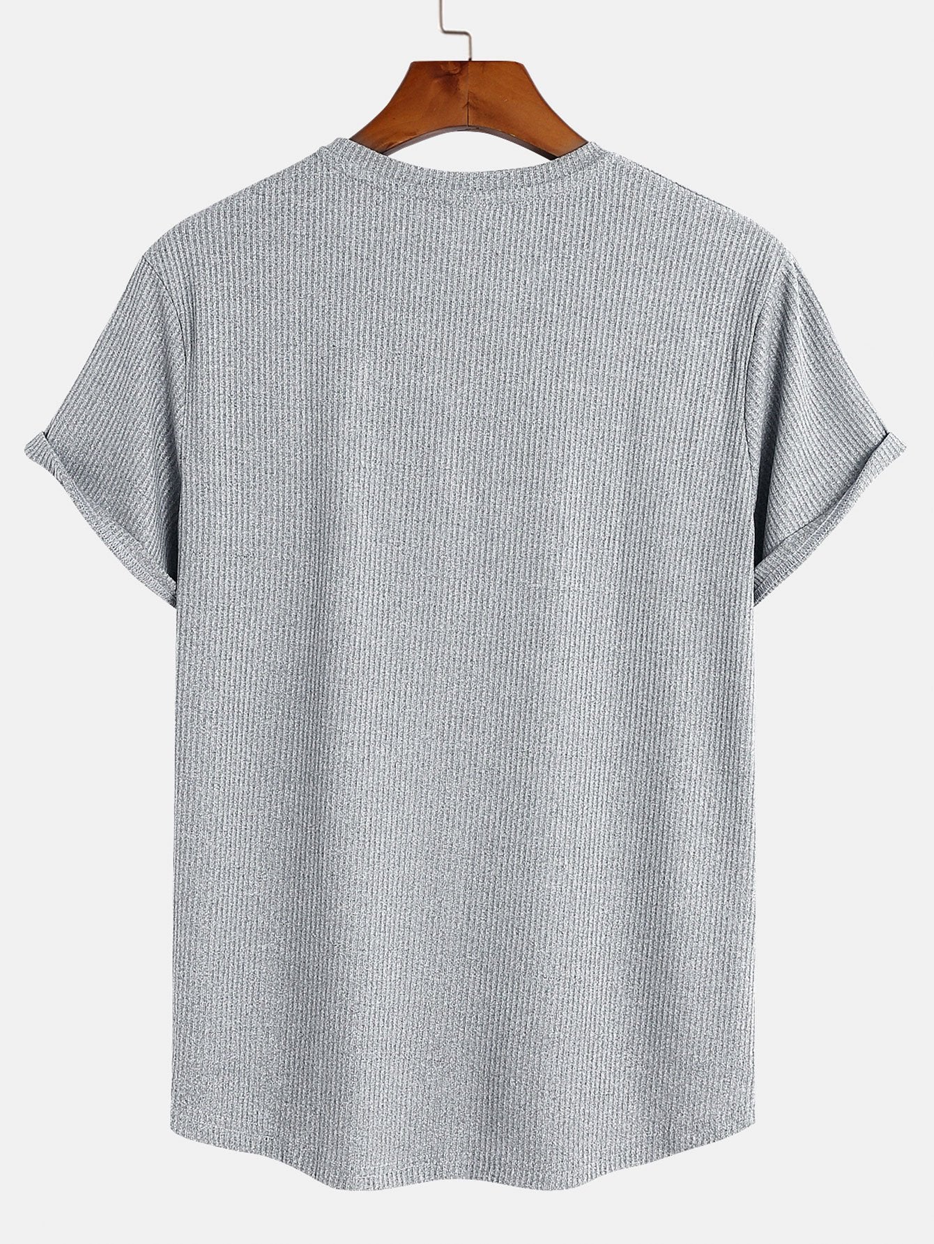 Muscle Fit Bogen Saum Texturiertes T-Shirt - Image 2