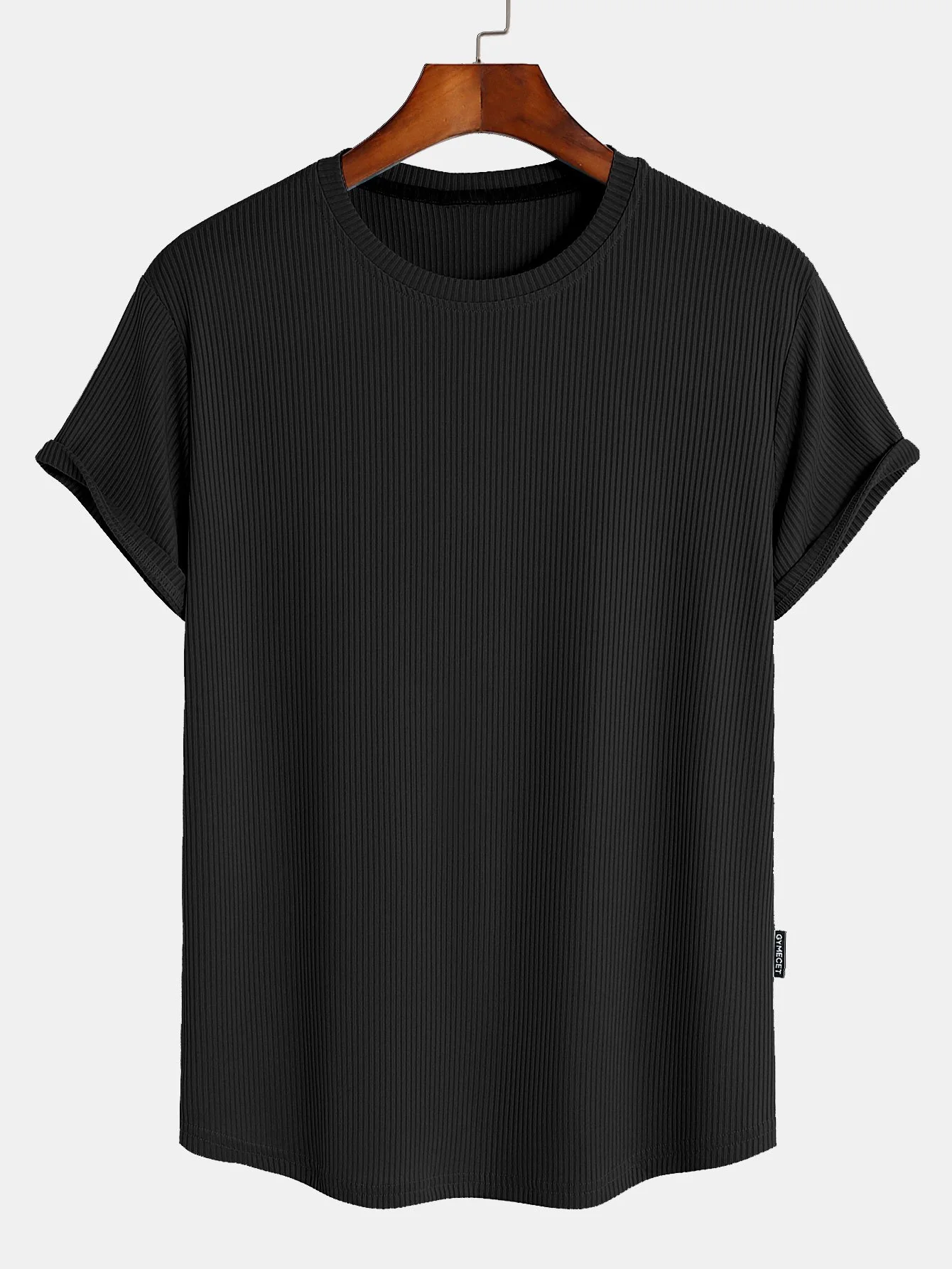 Muscle Fit Bogen Saum Texturiertes T-Shirt - Image 3