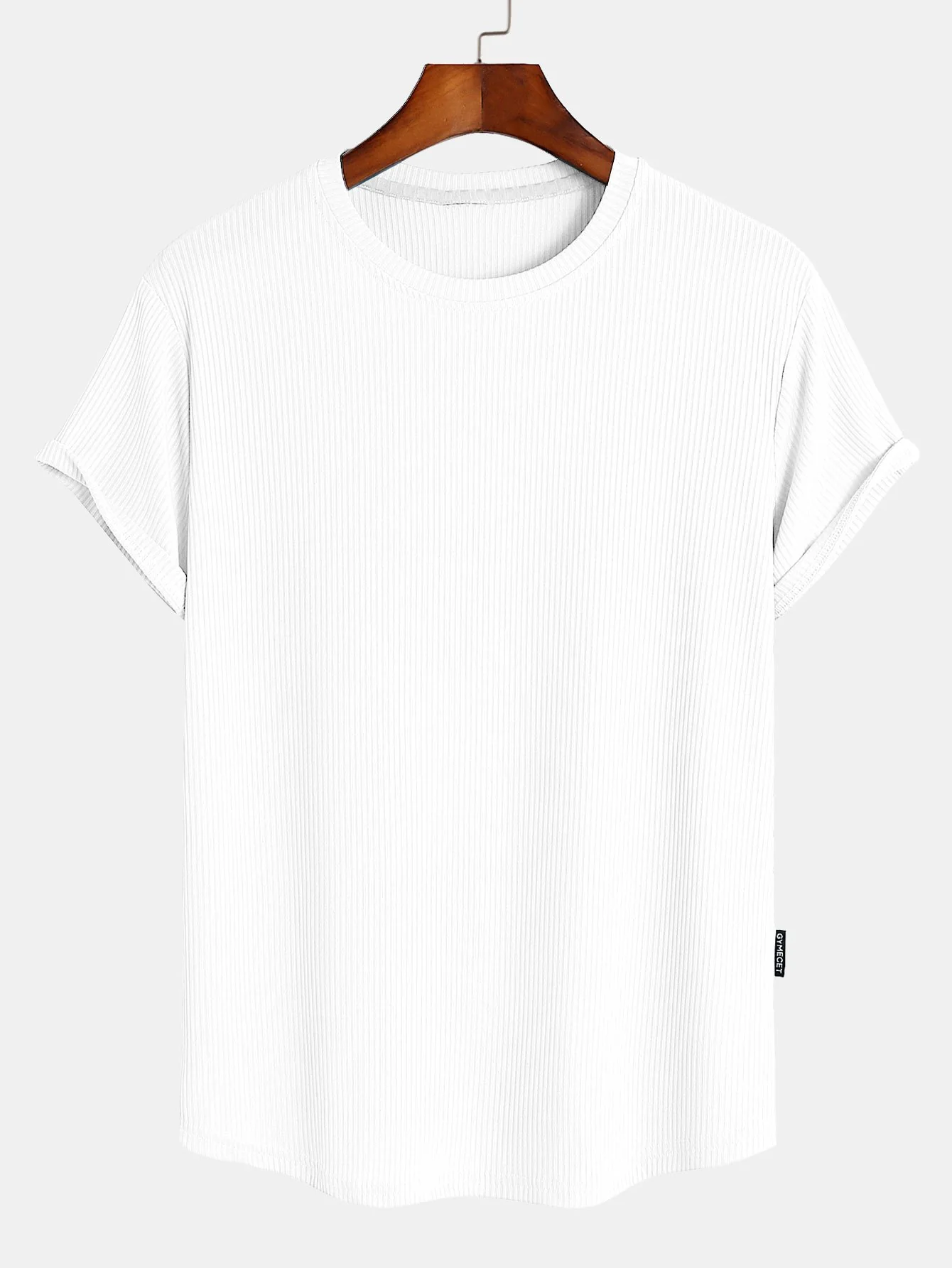 Muscle Fit Bogen Saum Texturiertes T-Shirt - Image 4
