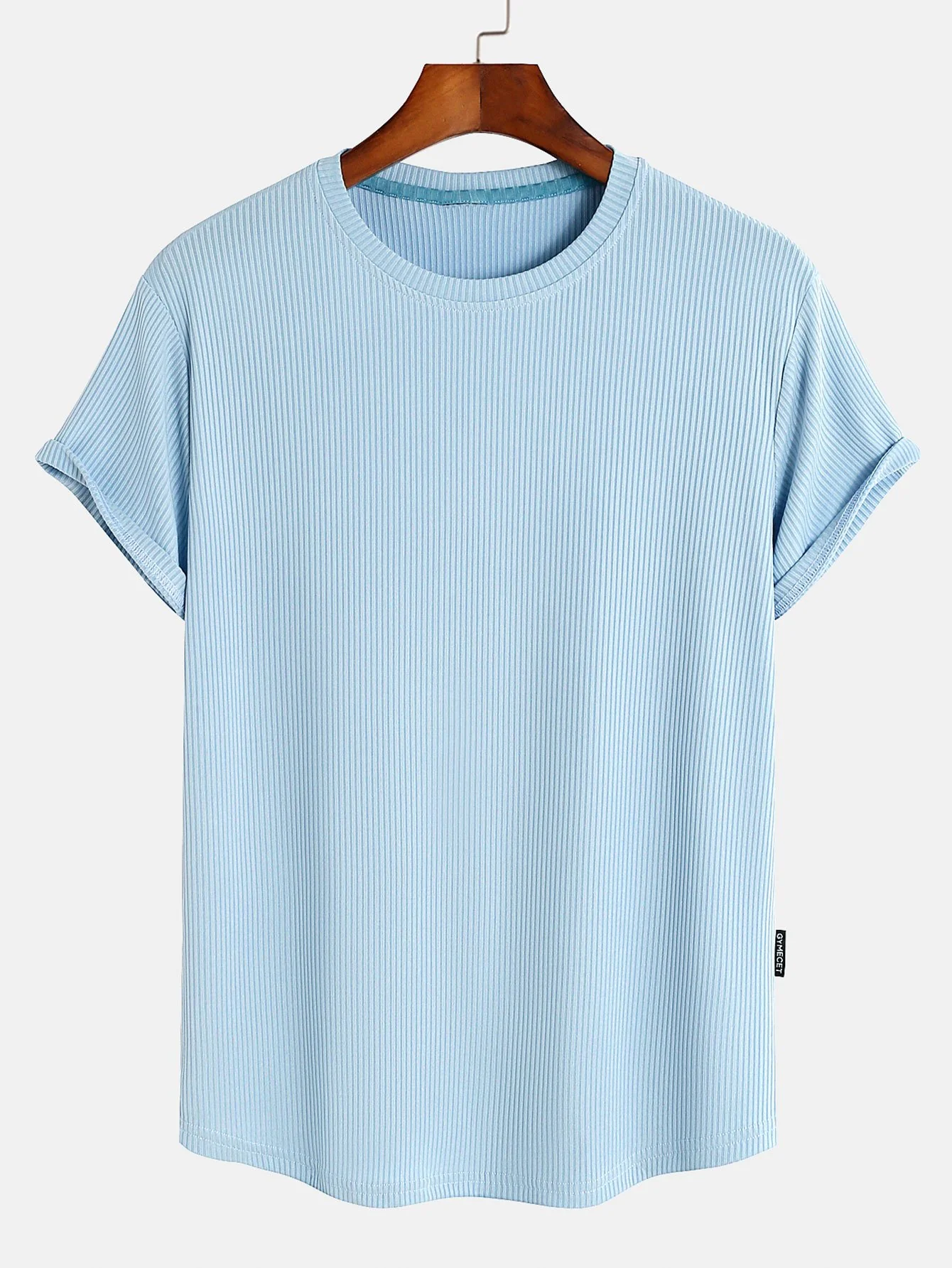 Muscle Fit Bogen Saum Texturiertes T-Shirt - Image 5