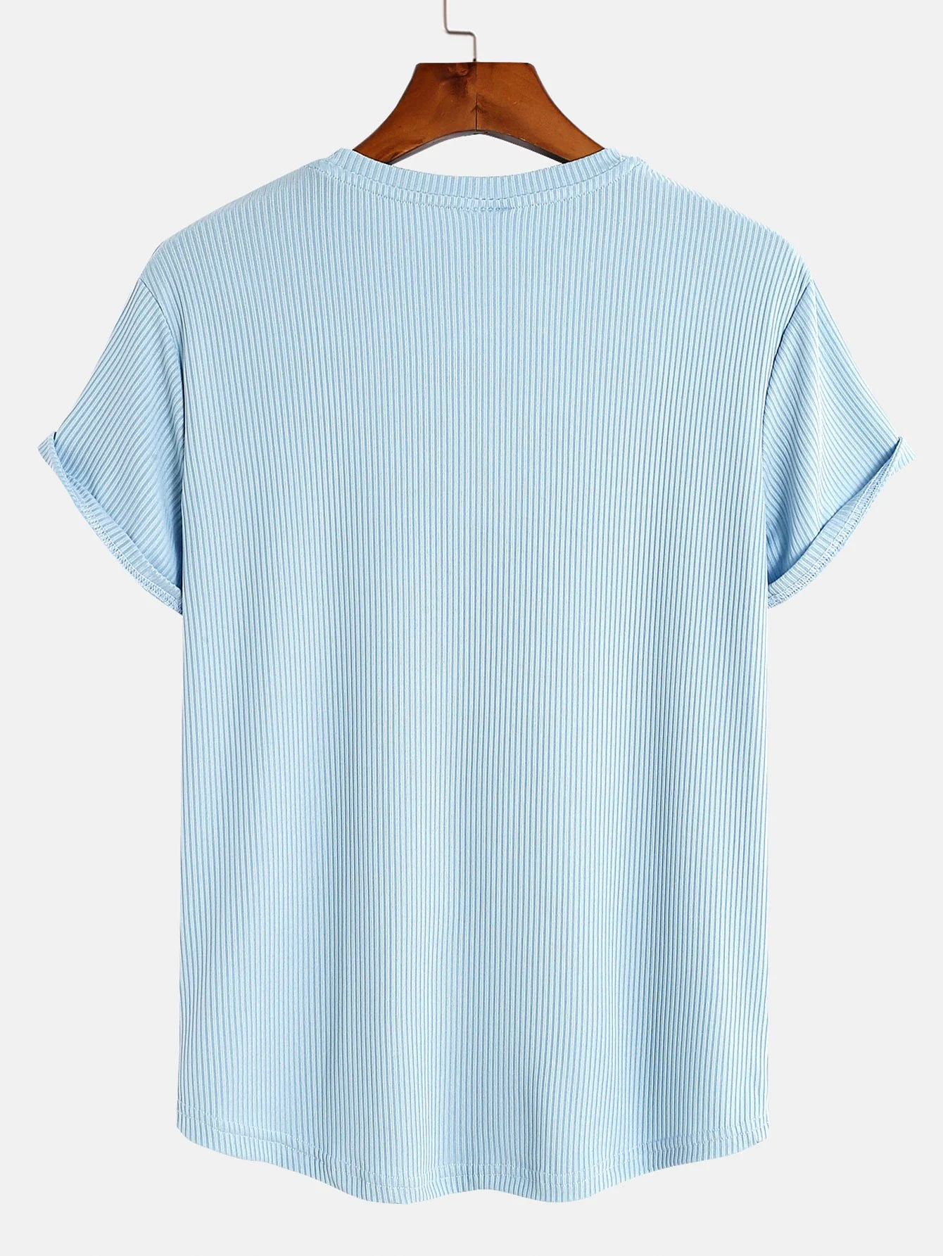 Muscle Fit Bogen Saum Texturiertes T-Shirt - Image 6