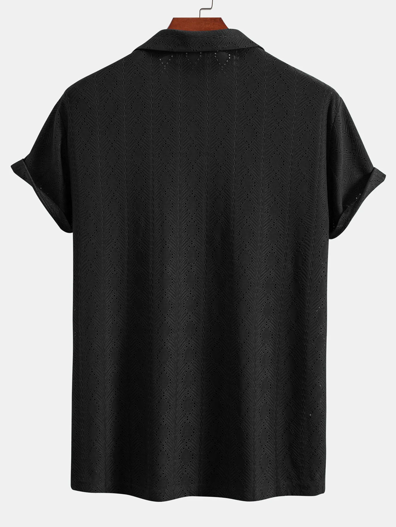 Muscle Fit Diamantstruktur Cuban Shirt - Image 6
