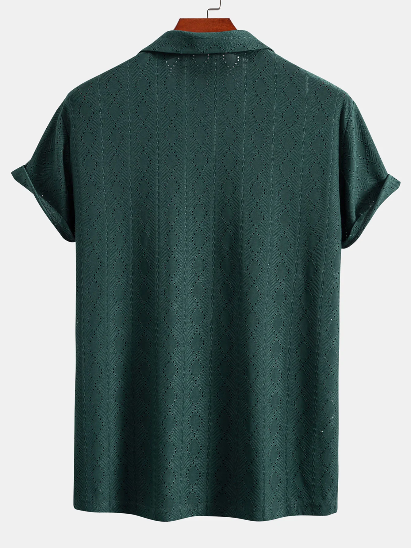 Muscle Fit Diamantstruktur Cuban Shirt - Image 4