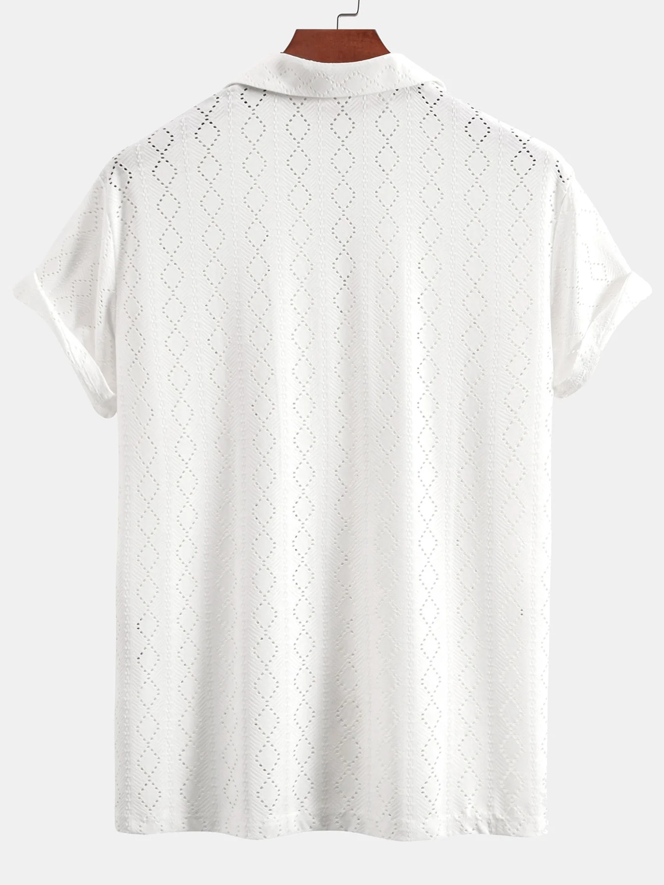 Muscle Fit Diamantstruktur Cuban Shirt - Image 2