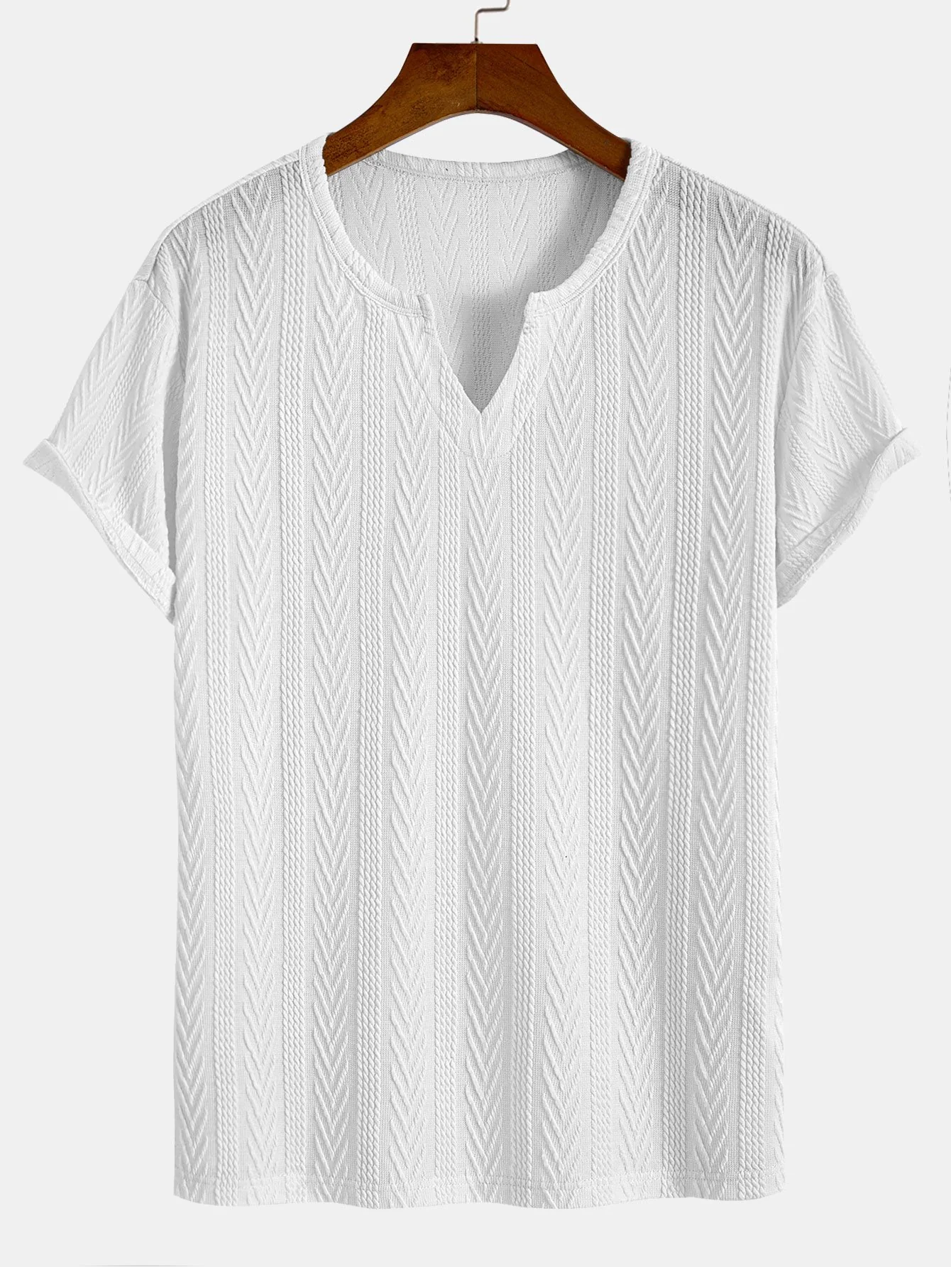 Muscle Fit Geometric Jacquard Notch T-Shirt - Image 2