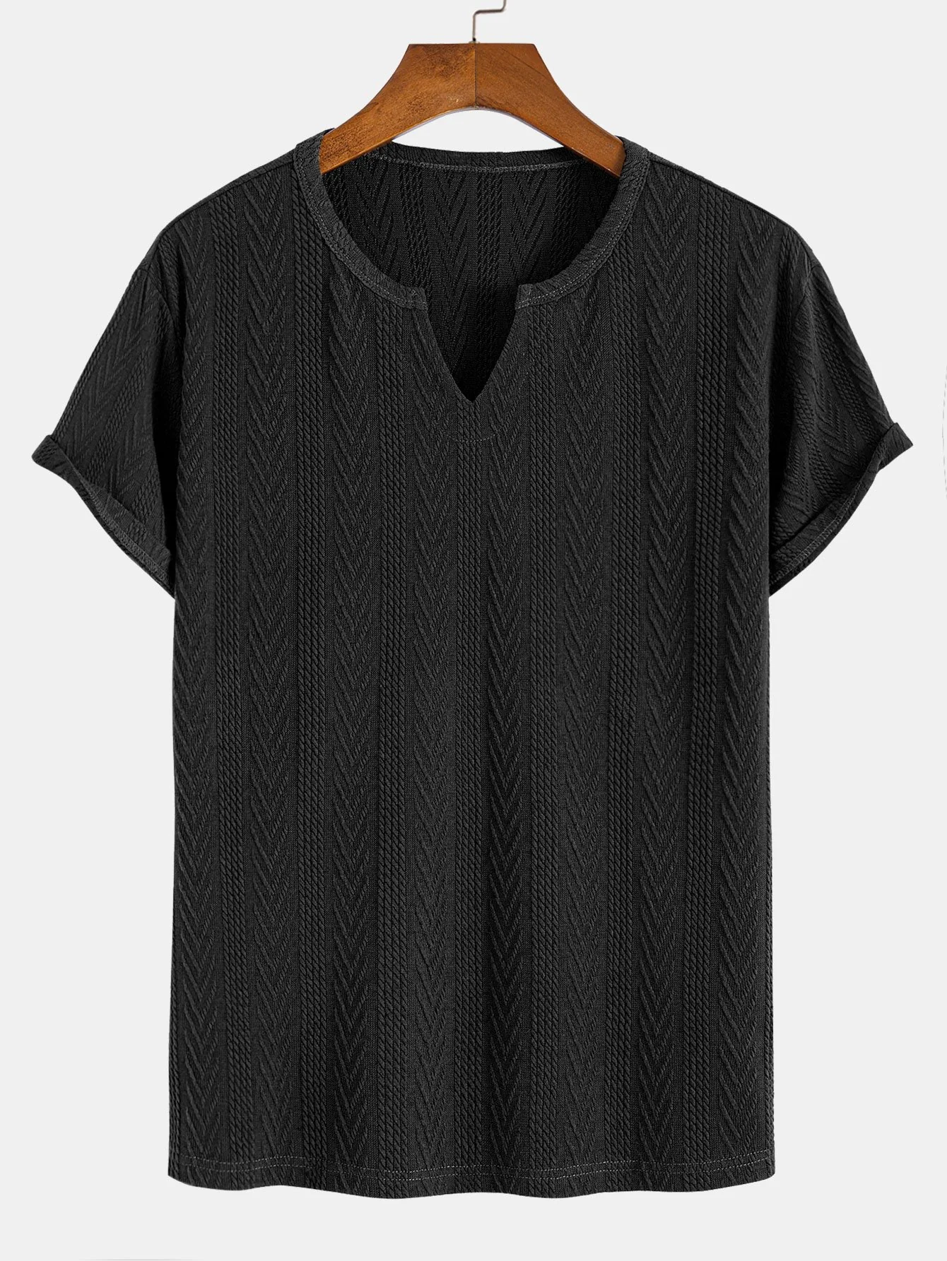 Muscle Fit Geometric Jacquard Notch T-Shirt - Image 3