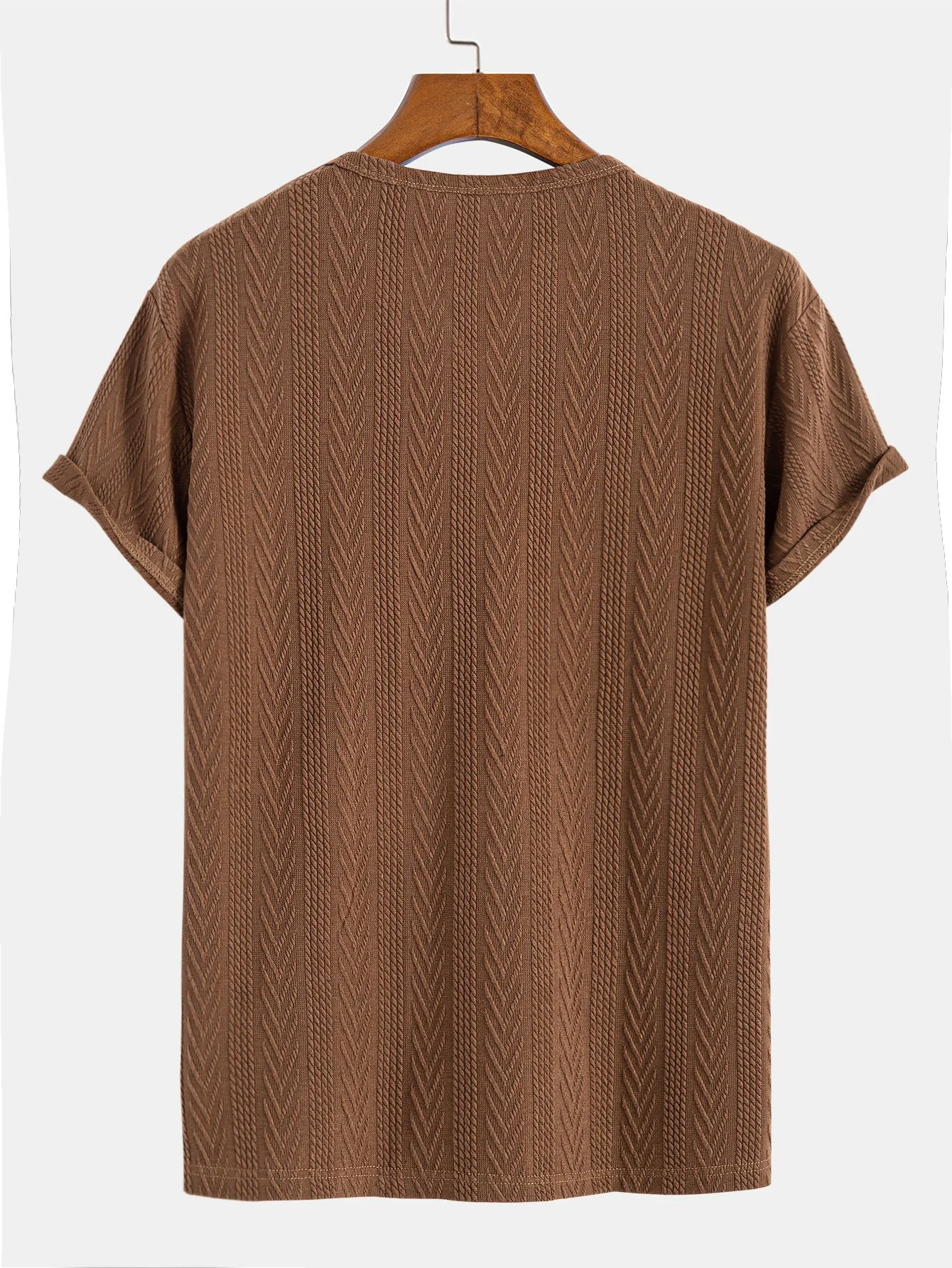 Muscle Fit Geometric Jacquard Notch T-Shirt - Image 4