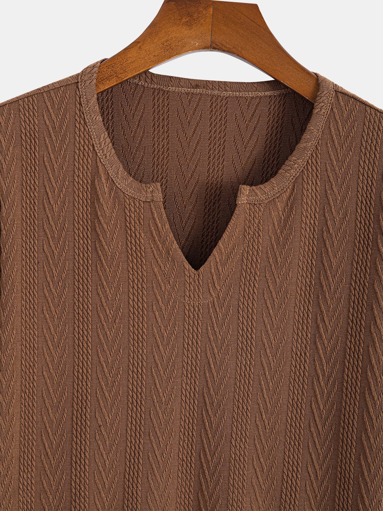 Muscle Fit Geometric Jacquard Notch T-Shirt - Image 5