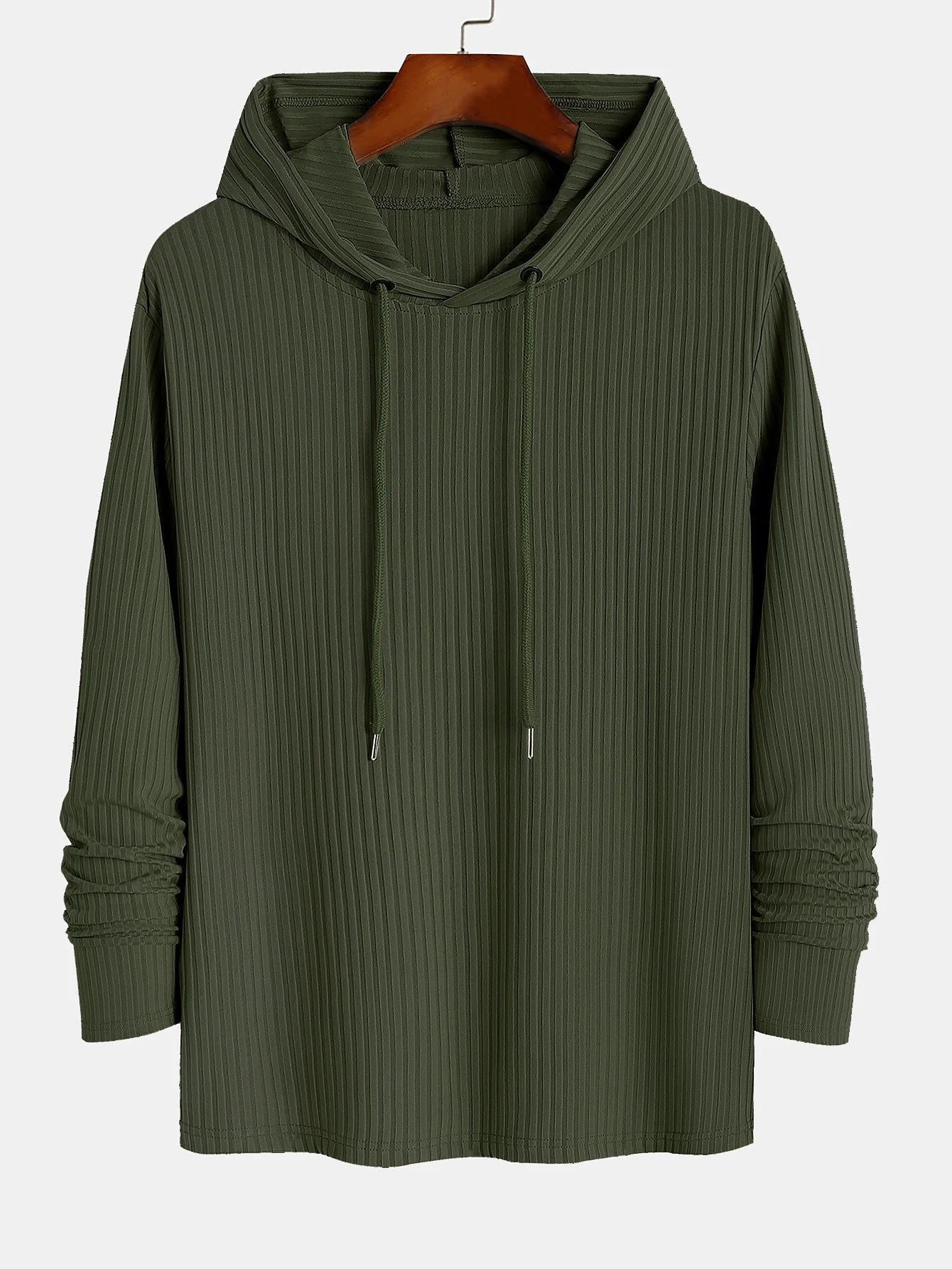 Muscle Fit Langarm-Ripp-Hoodie-T-Shirt - Image 4