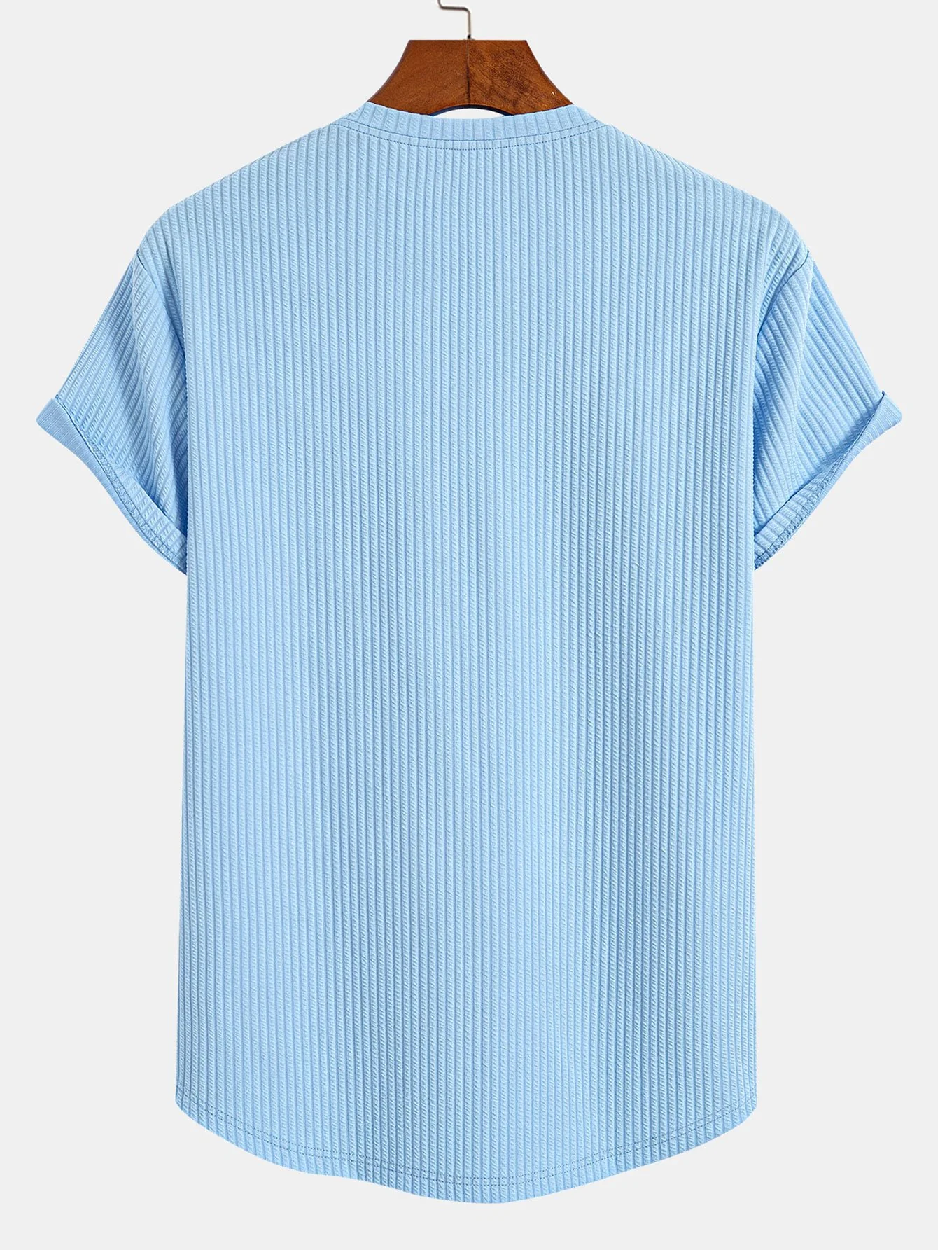 Muscle Fit Notch Ribbed Arc Hem T-Shirt & Drawstring Ribbed Shorts - Image 6