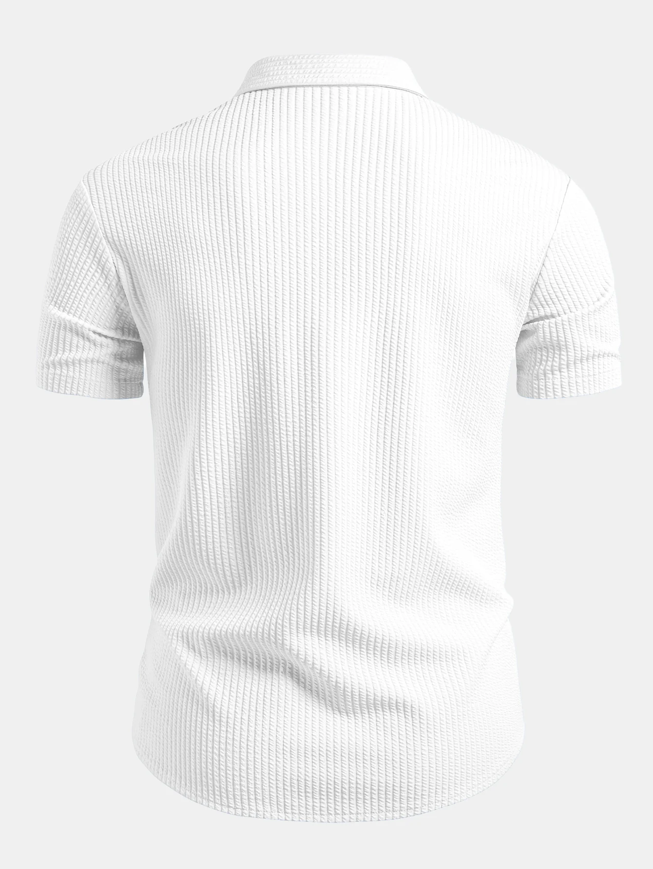 Muscle Fit Ribbed Button Up Shirt - Image 10