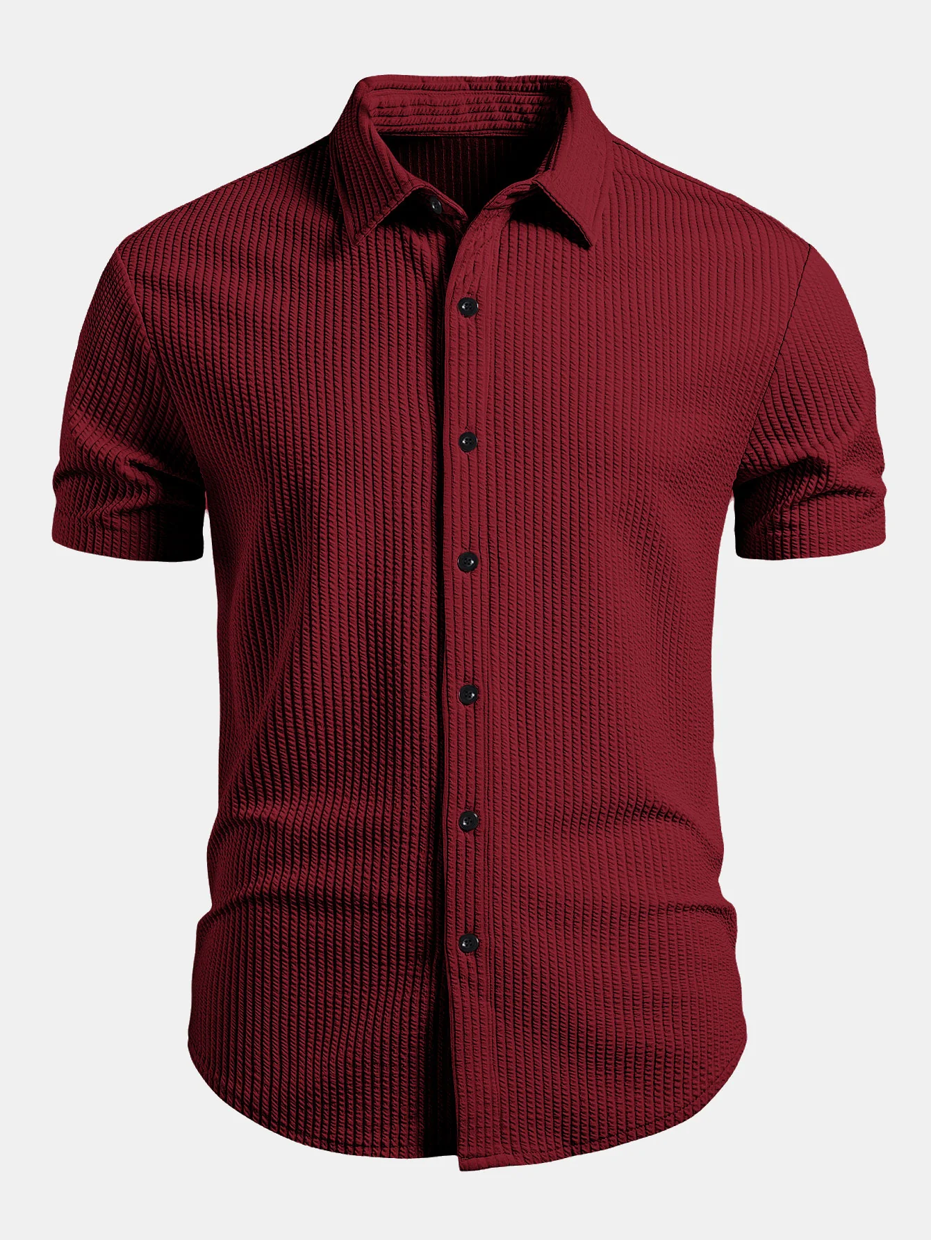 Muscle Fit Ribbed Button Up Shirt - Image 11