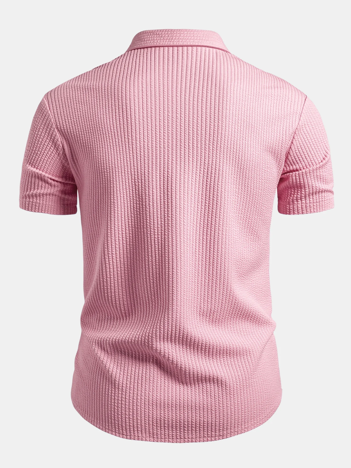 Muscle Fit Ribbed Button Up Shirt - Image 14